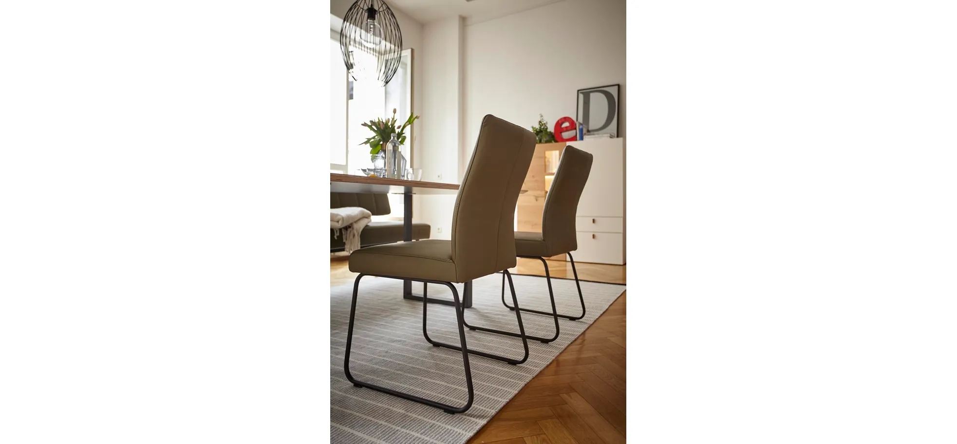 Polsterstuhl Carmelo - Leder, Olive