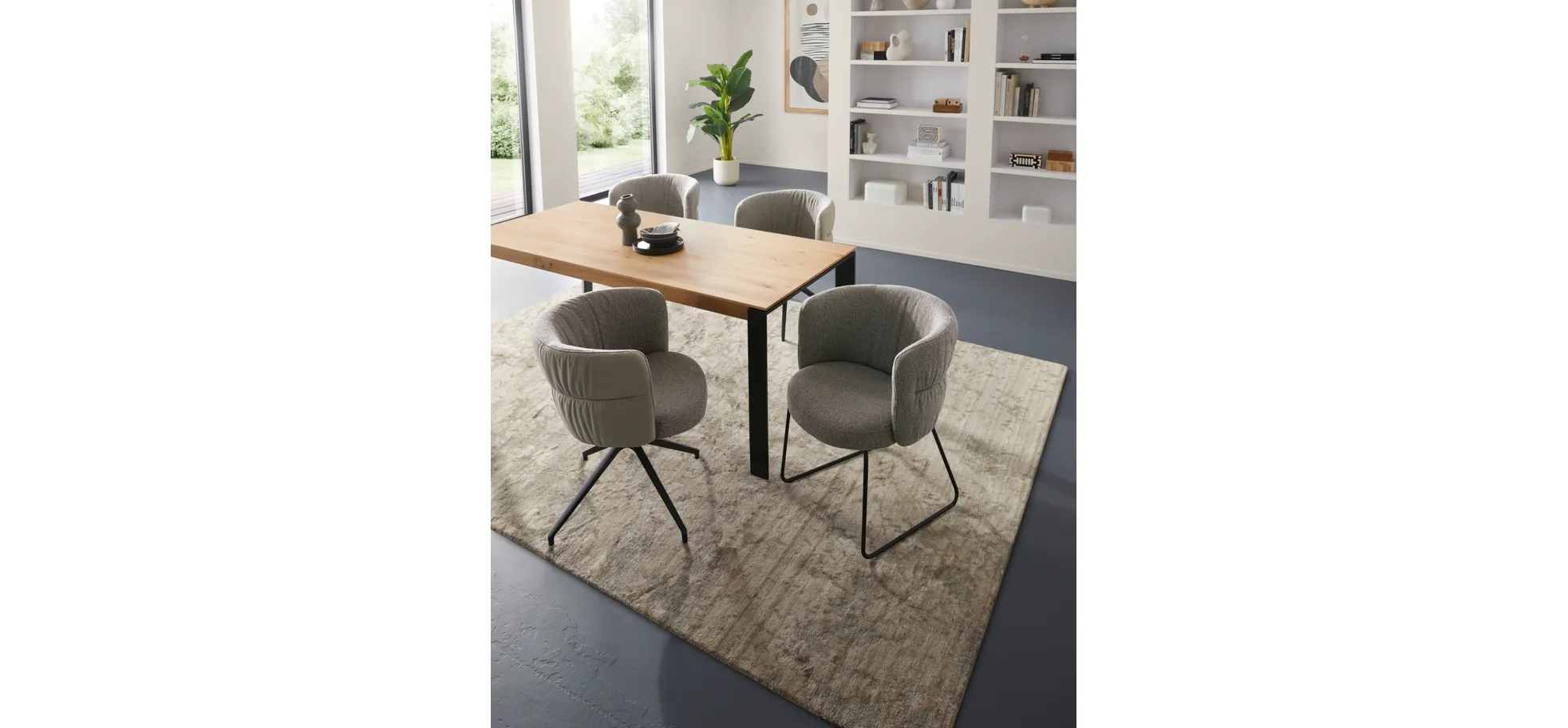 Armlehnstuhl Milana - Stoff, Grau