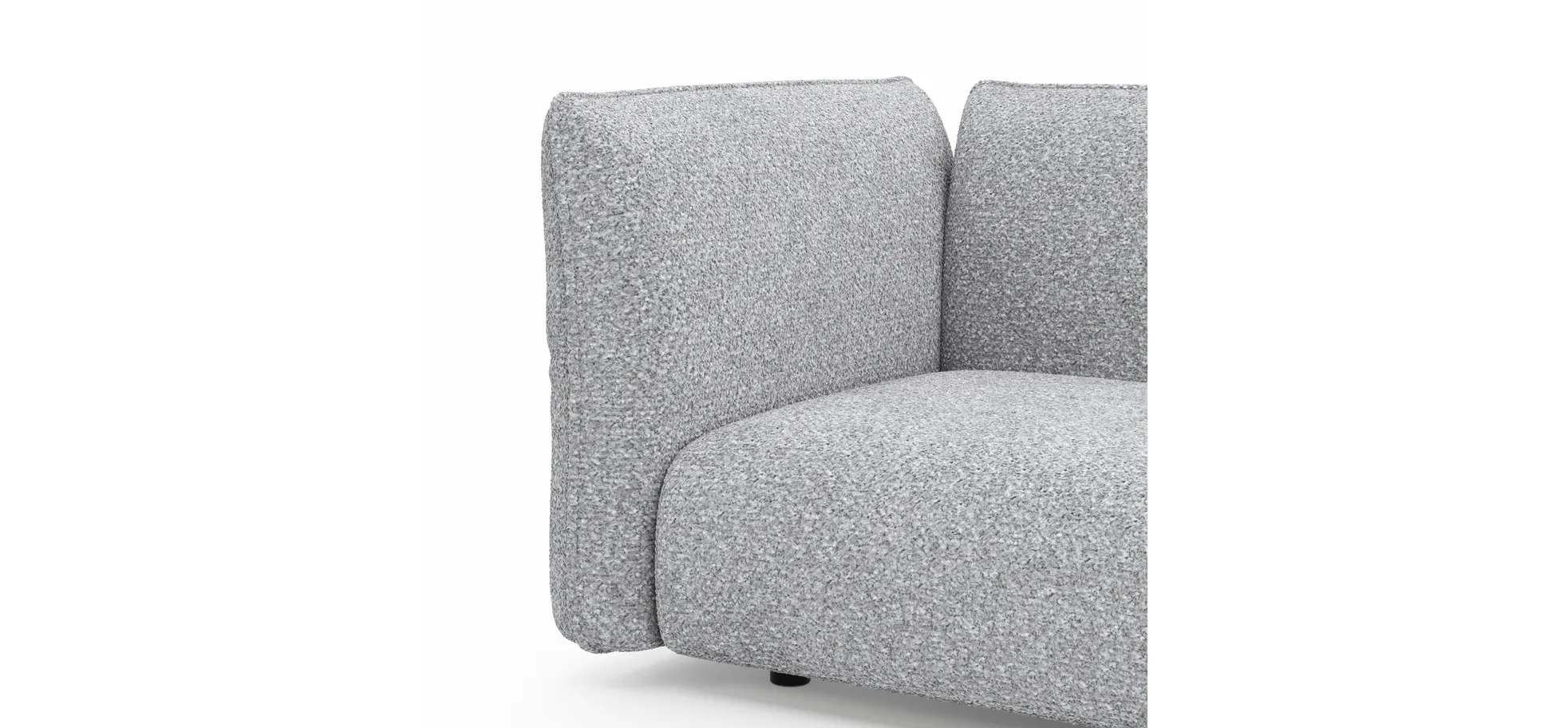 Trapezsofa Motone - 2-Sitzer mit Ecke rechts, Stoff, Hellgrau