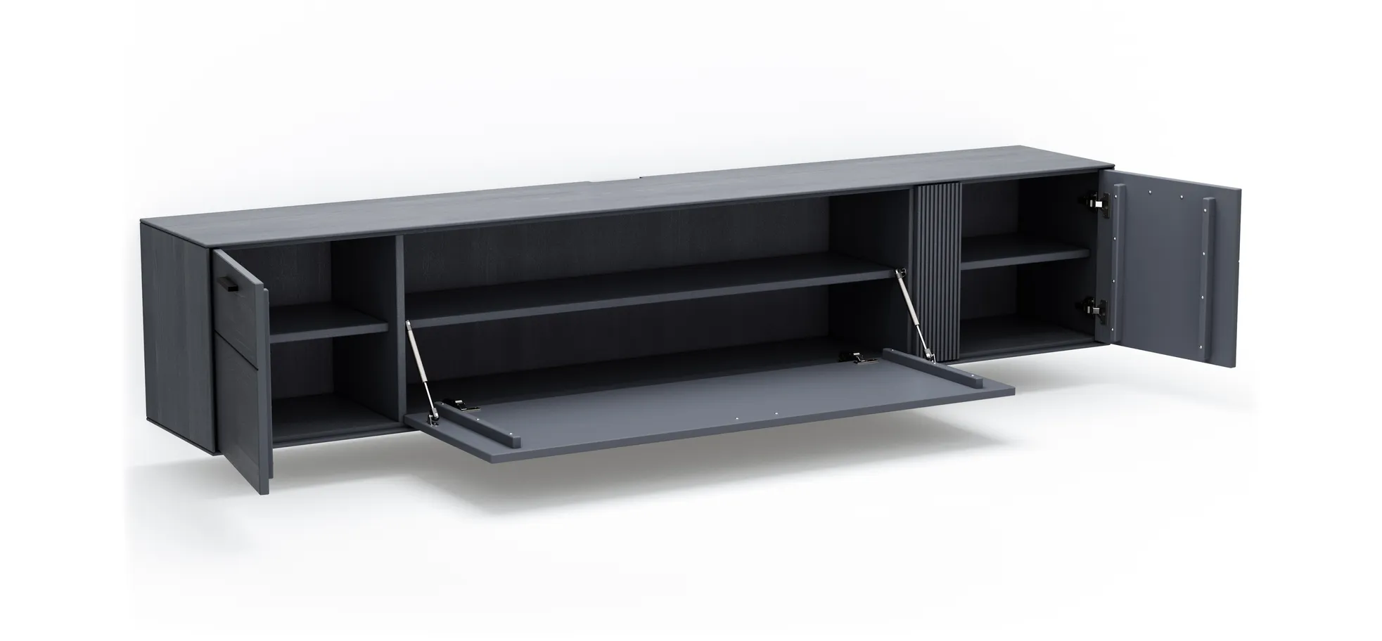 Lowboard Estana - Eiche massiv, Anthrazit 