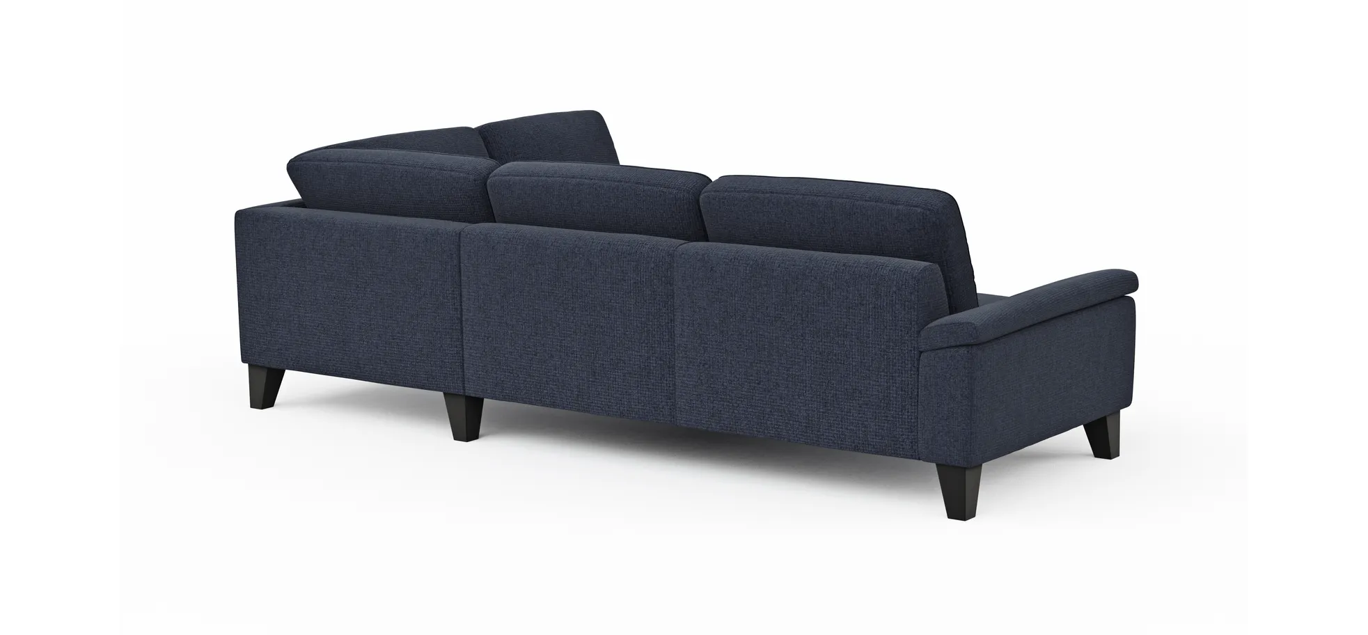 Ecksofa Oviedo - 2,5-Sitzer mit Ecke rechts inkl. Drehsitz, Stoff, Dunkelblau