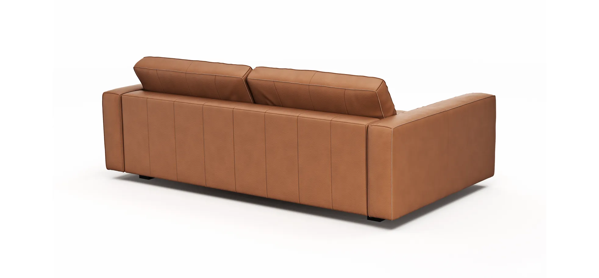 Sofa Aprino 2 - 3,5-Sitzer XL, Dickleder, Cognac, Armlehne Block schmal