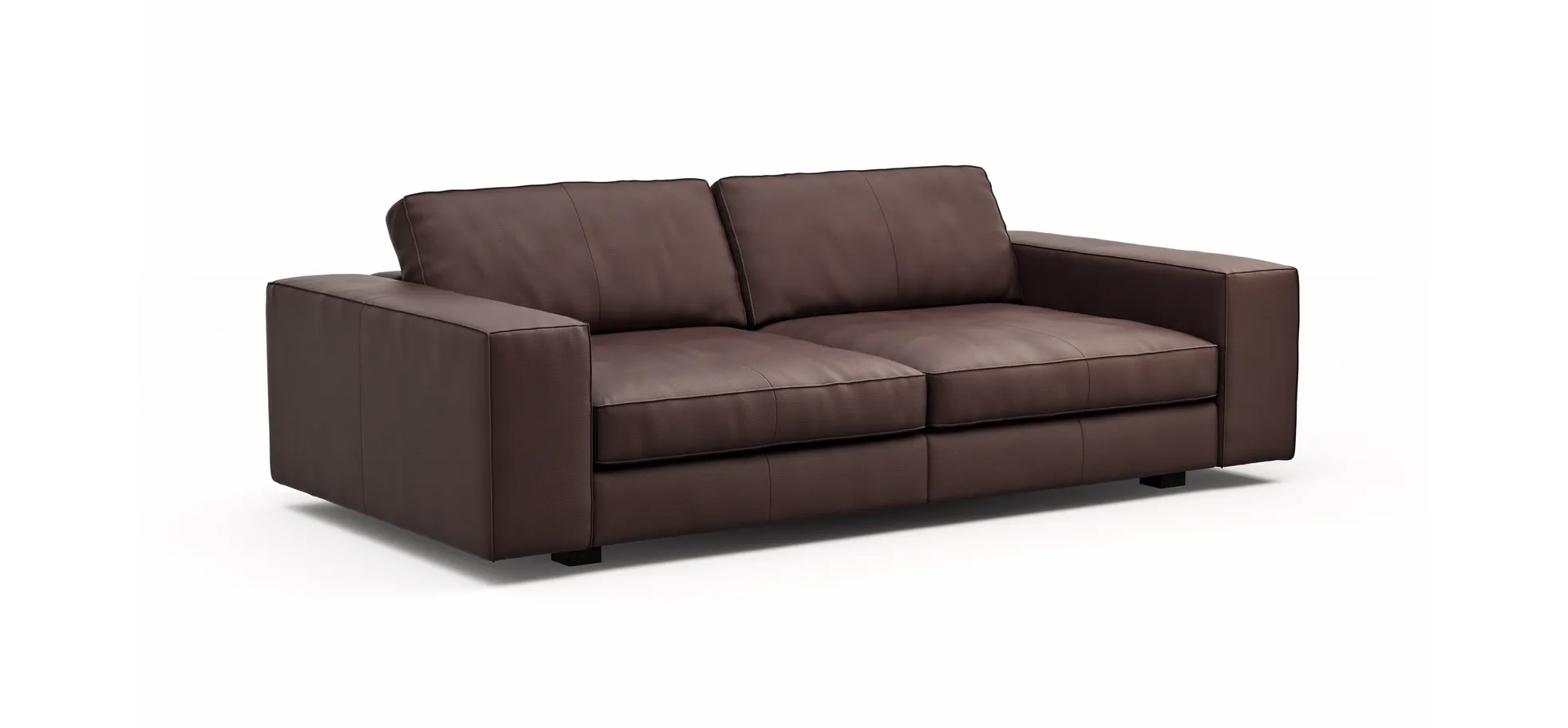 Sofa Aprino 1 - 3,5-Sitzer XL, Dickleder, Dunkelbraun, Armlehne Block breit