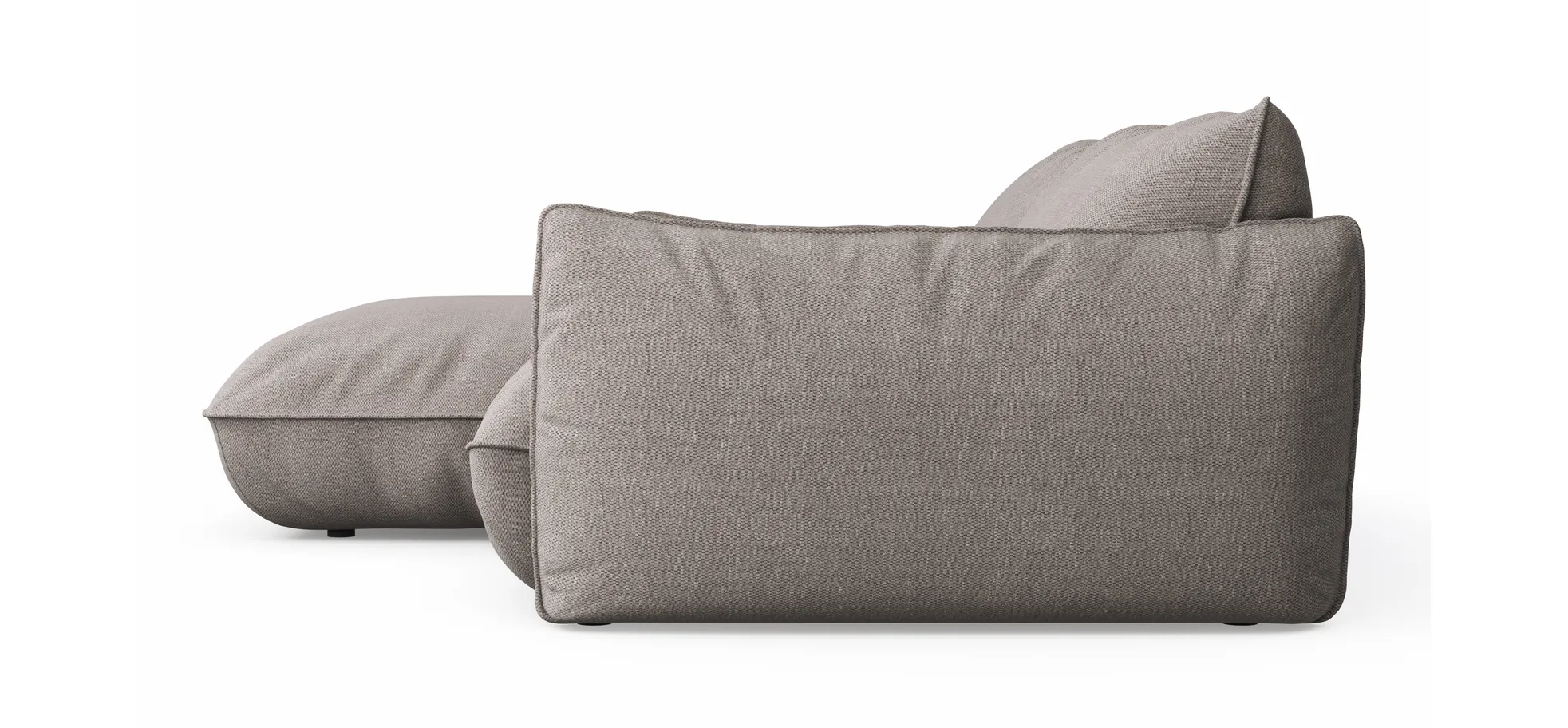 Ecksofa Fluffy - Longchair mit 2,5-Sitzer rechts inkl. Rückenlehne verstellbar, Stoff, Taupe