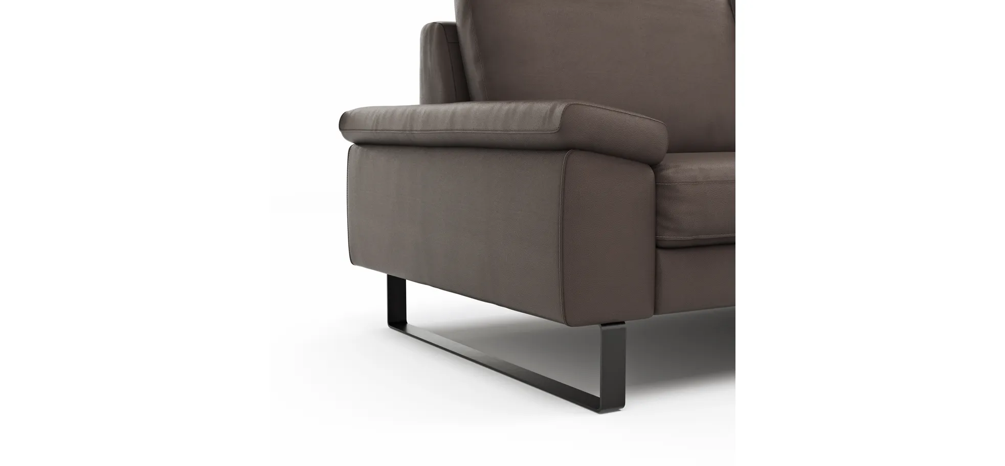 Ecksofa Enna - 3-Sitzer mit Ecke rechts, Leder Mocca
