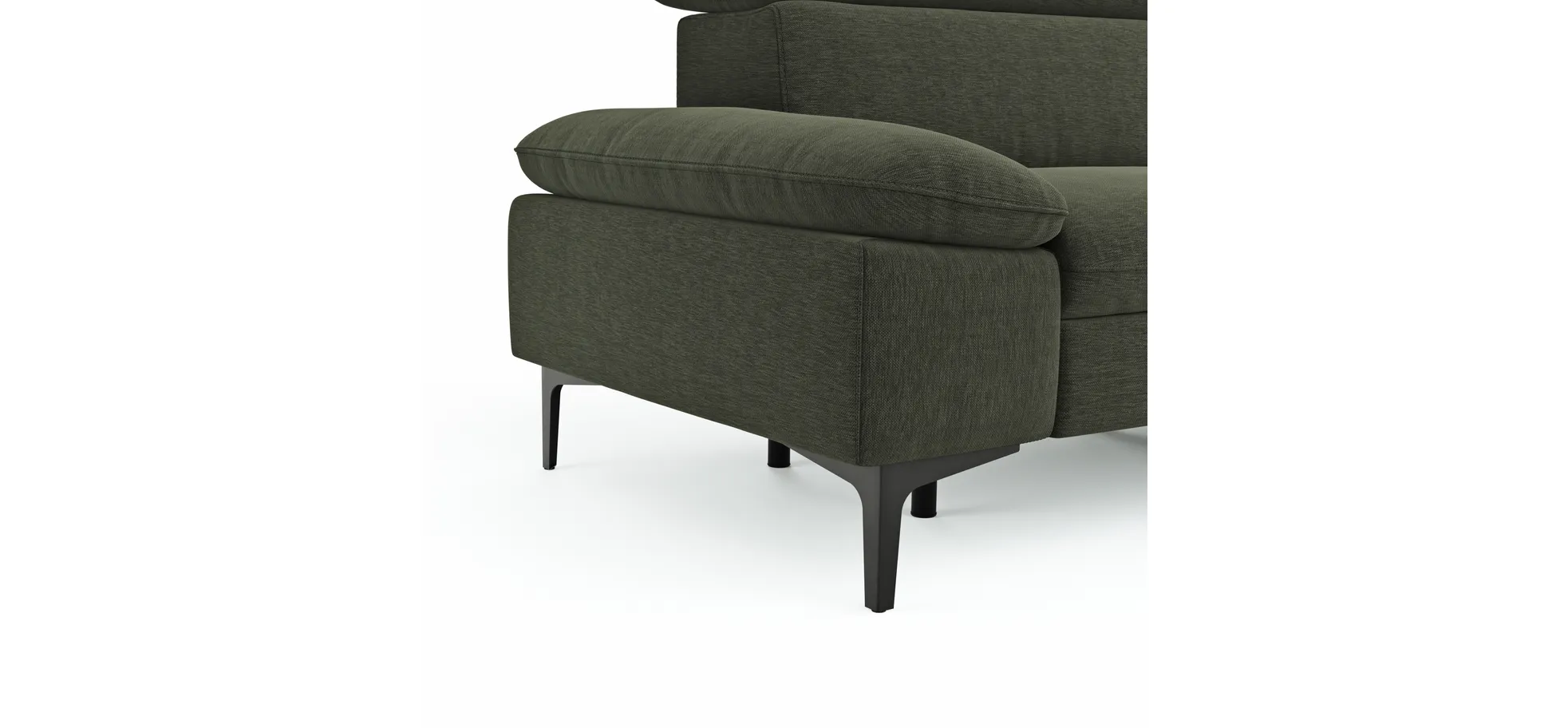 Sofa Felipa - 3-Sitzer inkl. Relaxfunktion (motorisch) und Kopfteil verstellbar, Stoff, Dunkelgrün