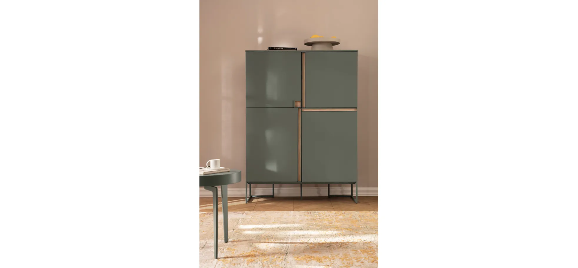 Highboard Venzone - BHT ca. 109x148x41 cm, Lack, Jade
