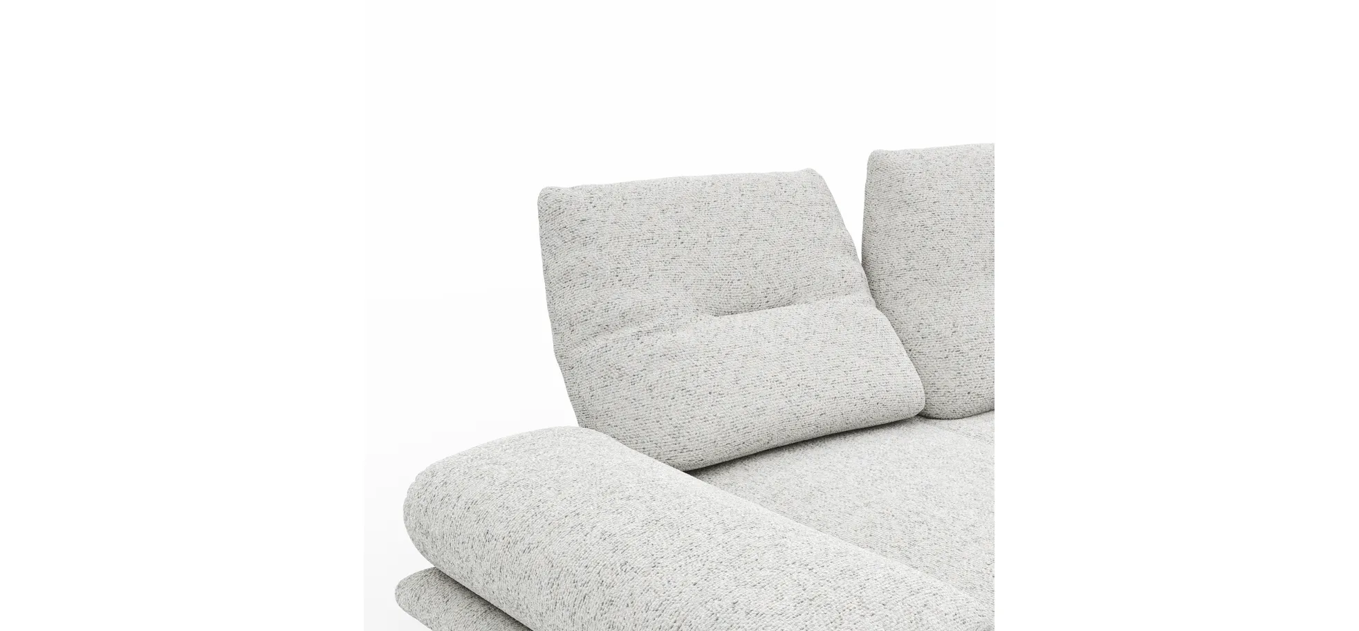 Ecksofa Lucero 2.0 - 2-Sitzer mit Longchair rechts inkl. Rückenlehne verstellbar, Stoff, Offwhite