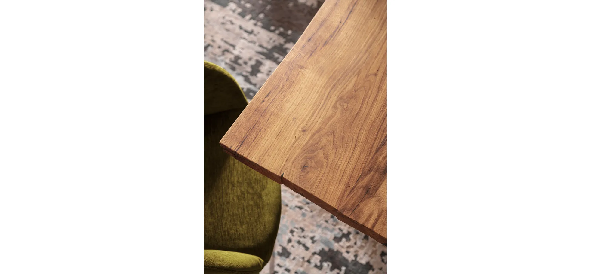 Esstisch Duna - LB ca. 260x100 cm, Wildeiche Massiv, Geölt, Sternengestell
