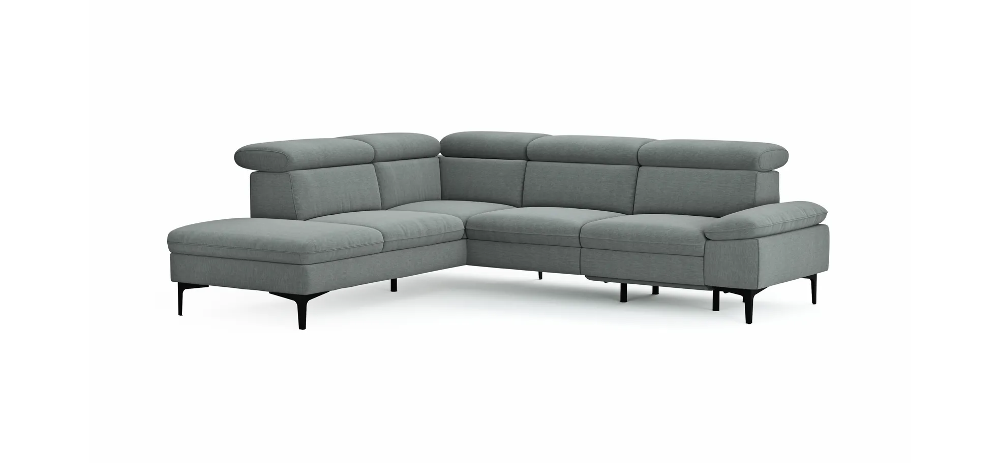 Ecksofa Felipa - Ecke links mit 2,5-Sitzer inkl. Armlehne verstellbar und Rückenlehne/Sitztiefe verstellbar (motorisch), Stoff, Grau