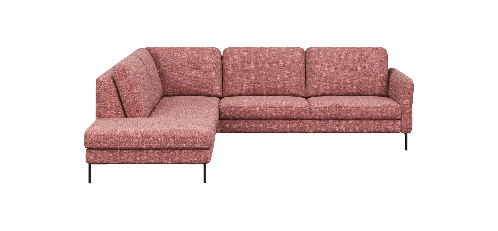 Ecksofa  Enna - Ecke links mit 3-Sitzer inklusive Sitzvorzug (motorisch), Stoff, Koralle 101866