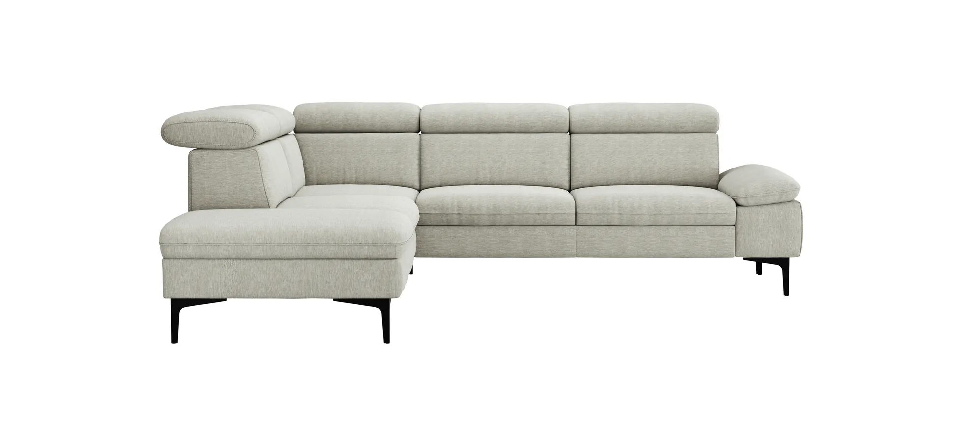 Ecksofa Felipa - Ecke links mit 2,5-Sitzer inkl. Kopfteil verstellbar, Stoff, Natur 1051382