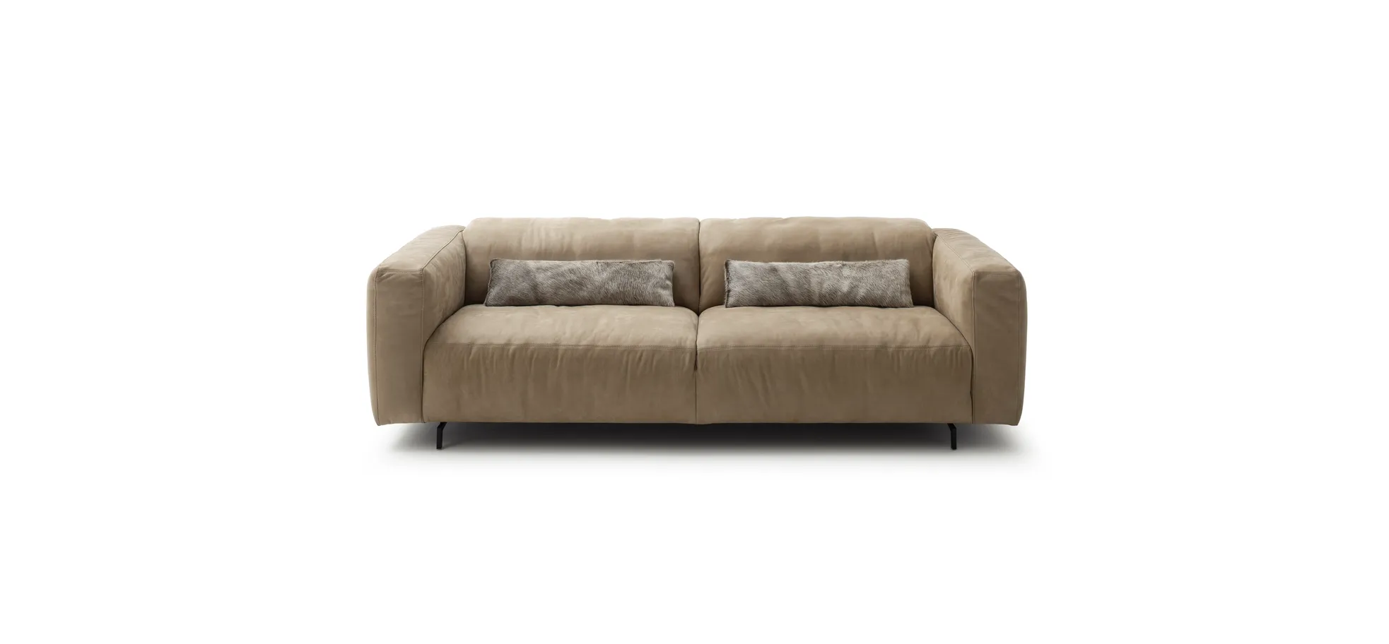 Sofa Arrezo - 3,5-Sitzer, Leder Taupe, Rücken verstellbar 129333