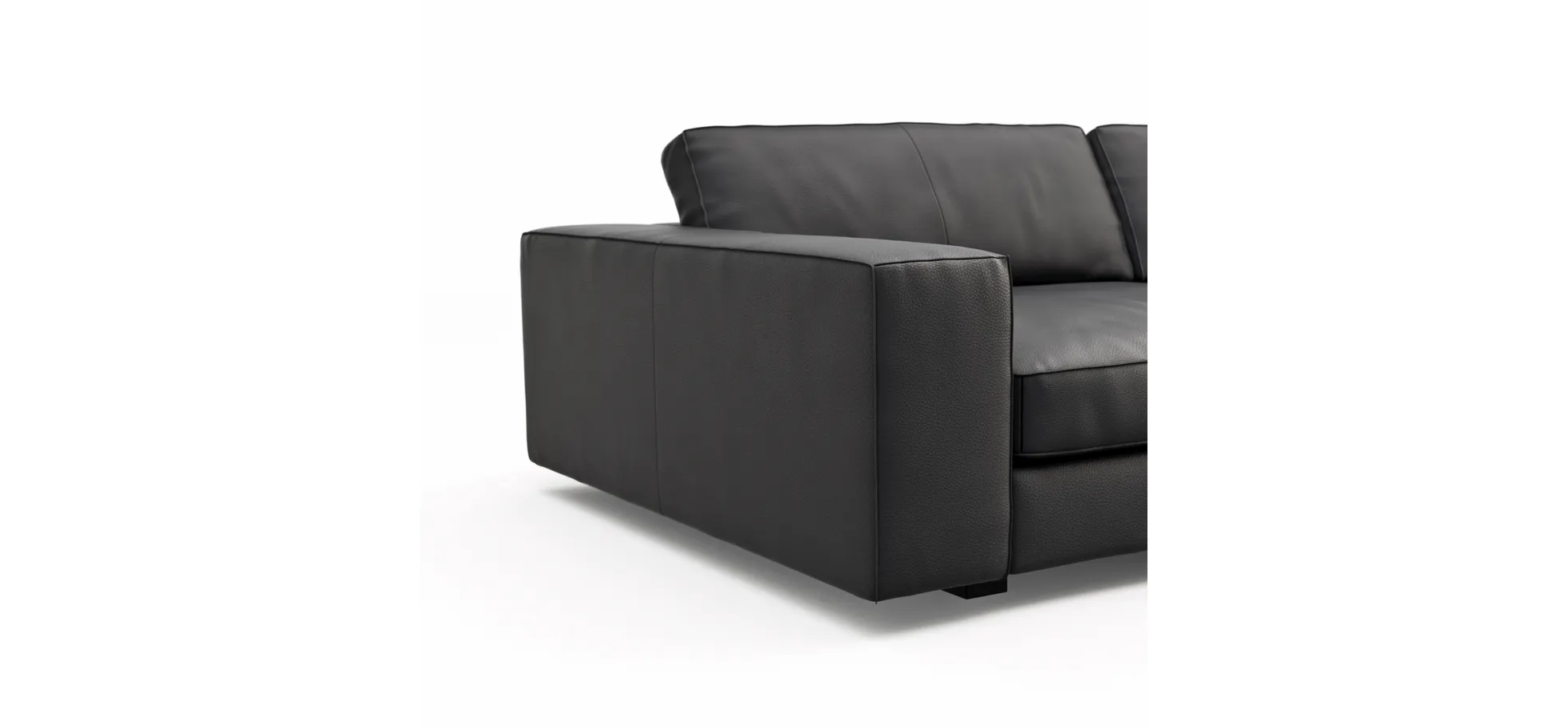 Sofa Aprino 1 - 4-Sitzer XXL, Leder, Schwarz, Armlehne Block