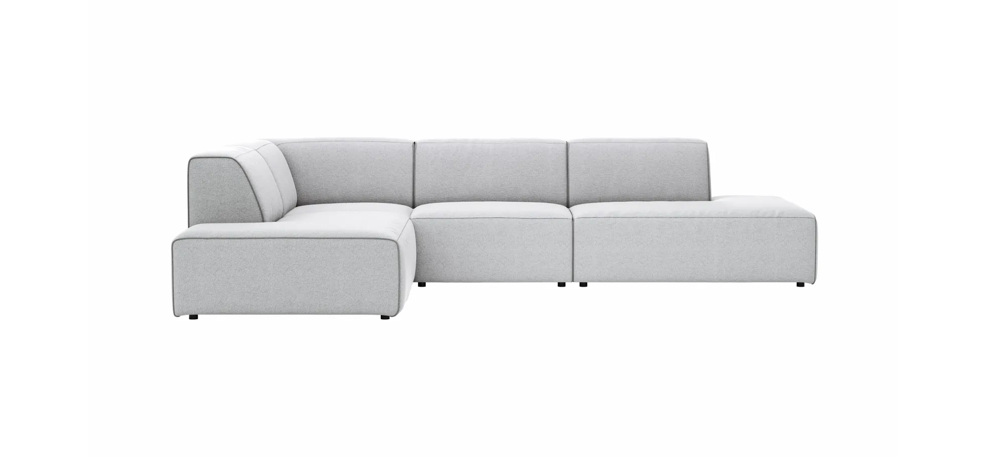 Ecksofa Elementos - Ecke links mit 1-Sitzer und Abschlusselement, Stoff, Hellgrau 137987