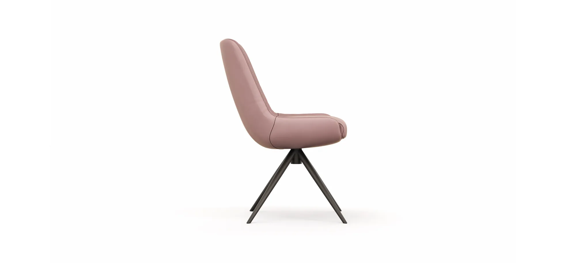 Stuhl Mis - Leder, Mauve, Gestell, Schwarz