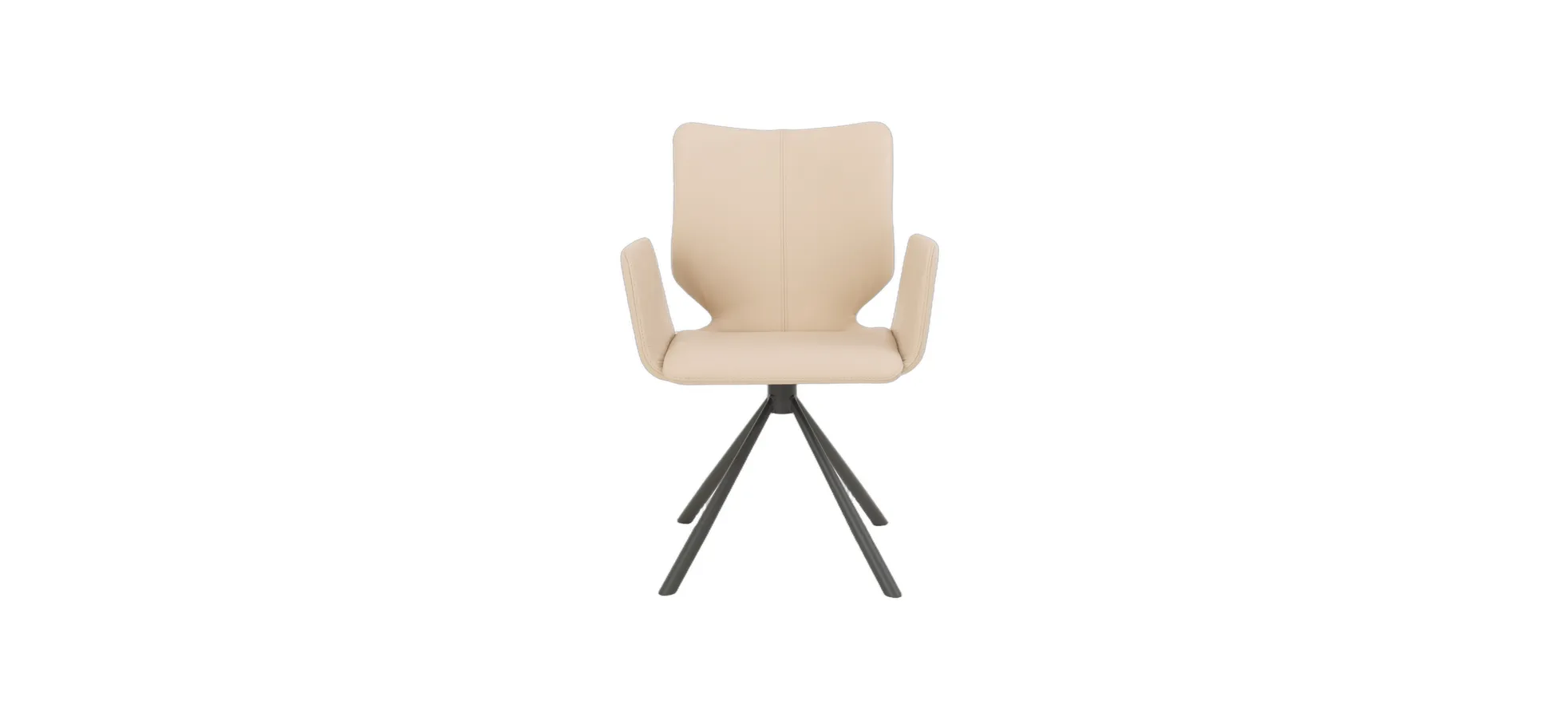 Armlehnstuhl Cupi - Stativ, Leder, Beige