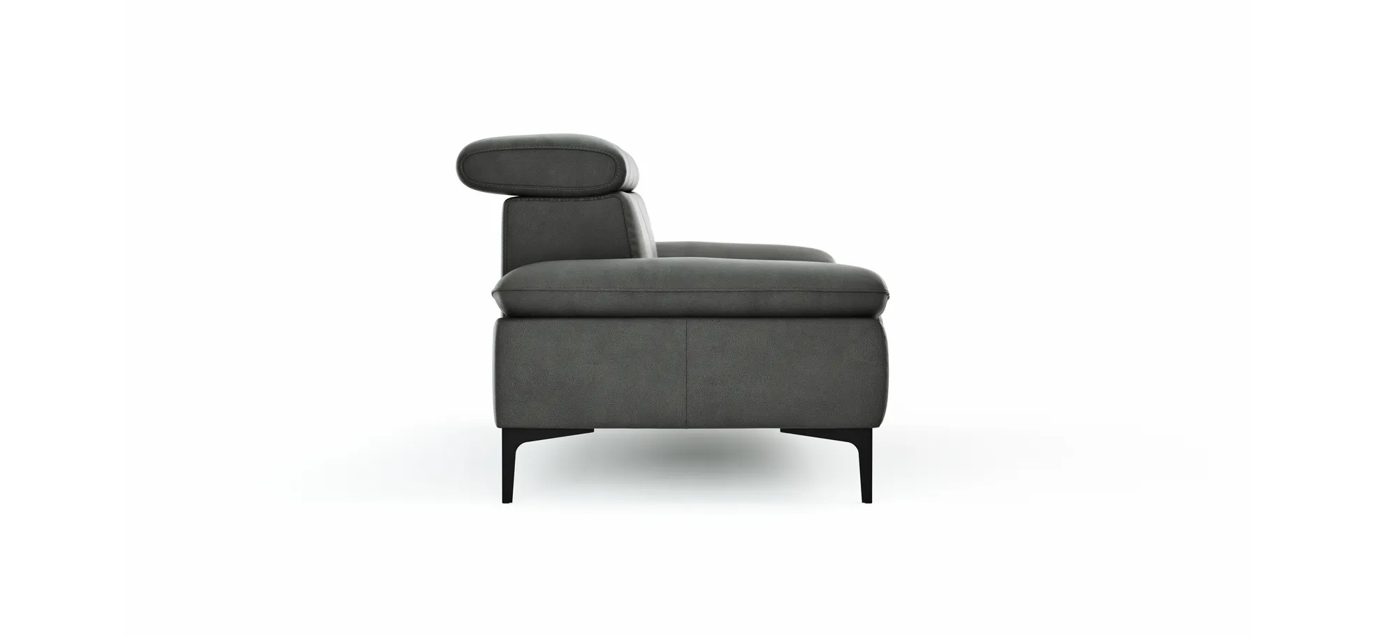 Sofa Felipa - 3-Sitzer inkl. Kopfteil verstellbar, Leder, Grau