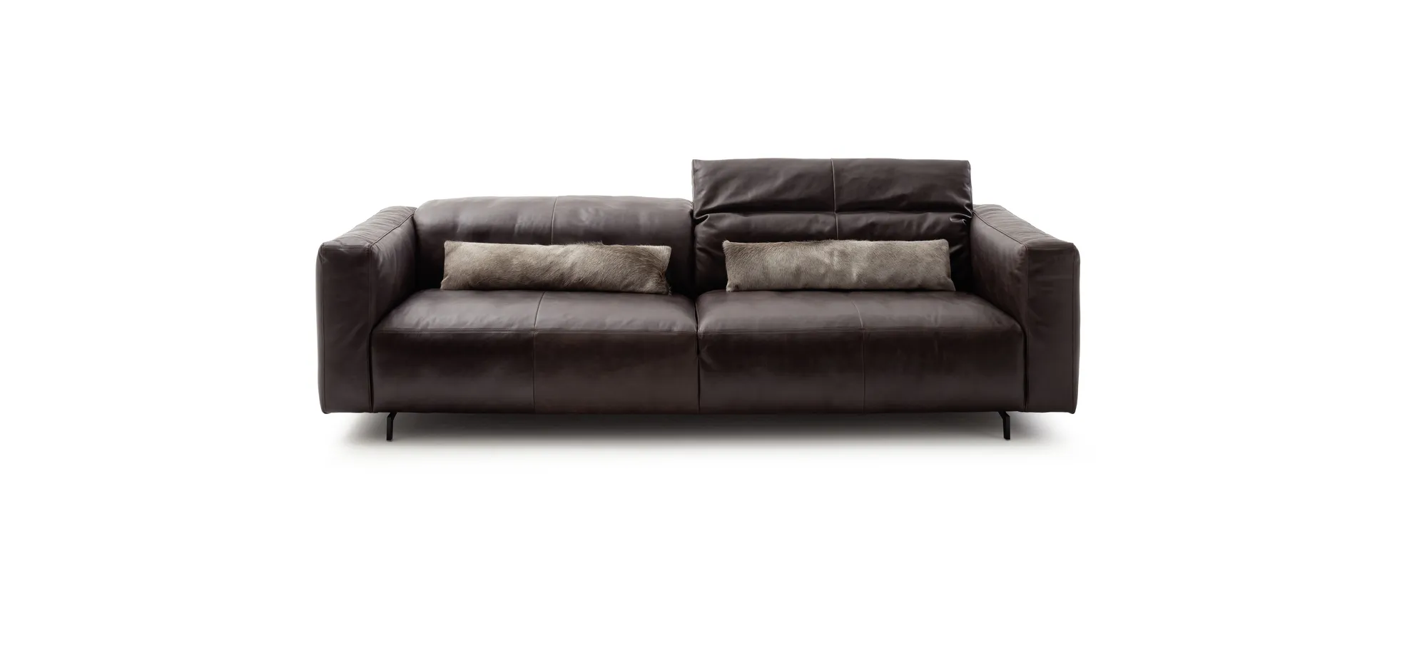 Sofa Arrezo - Leder, Tabakbraun, Rücken verstellbar