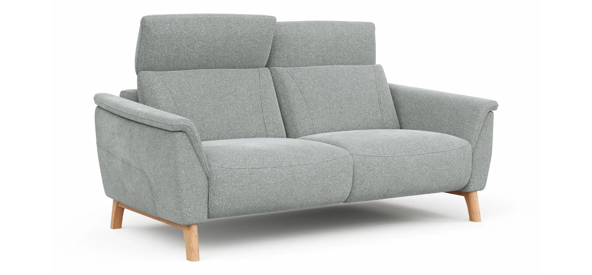 Sofa Nevin - 2,5-Sitzer inkl. Kopfpolsterverstellung, Stoff, Silbergrau