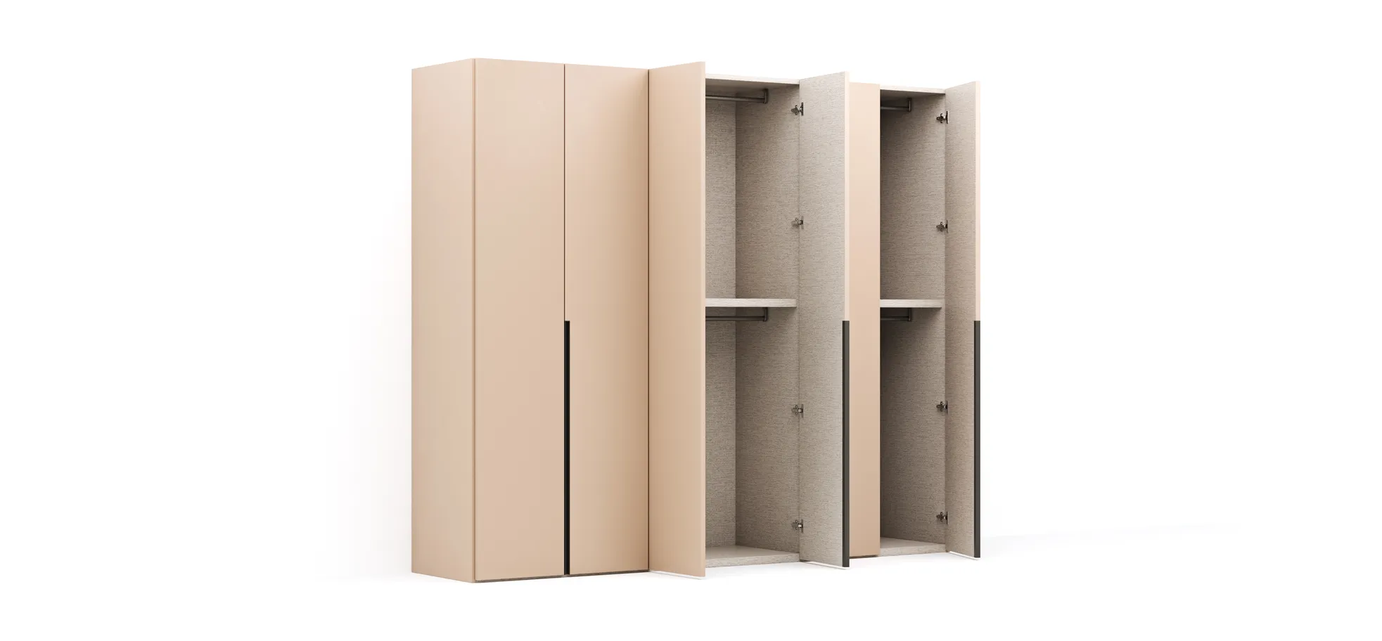 Drehtürenschrank Loretto - B ca. 280 cm, Lack matt, Sand