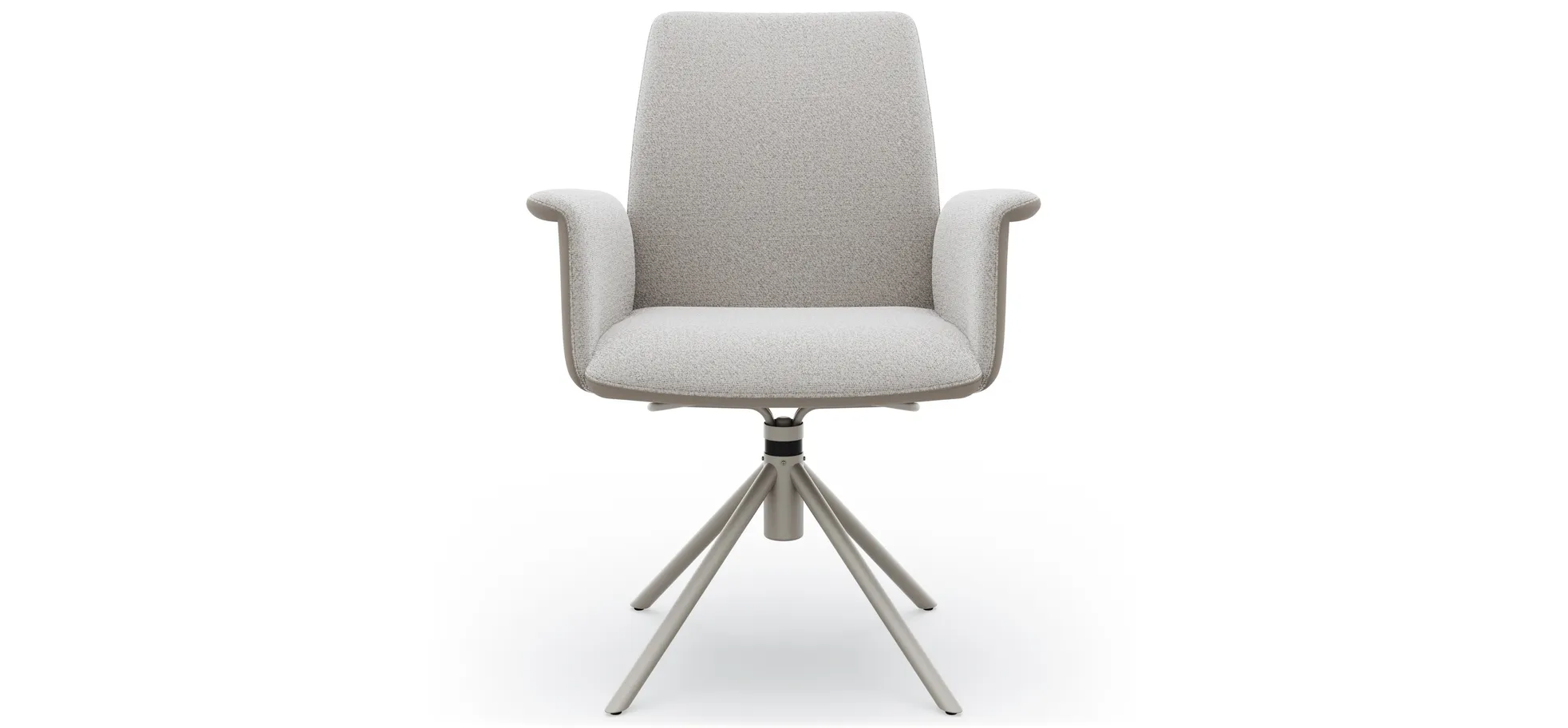 Armlehnstuhl Sedana - drehbar, Leder & Stoff, Grau