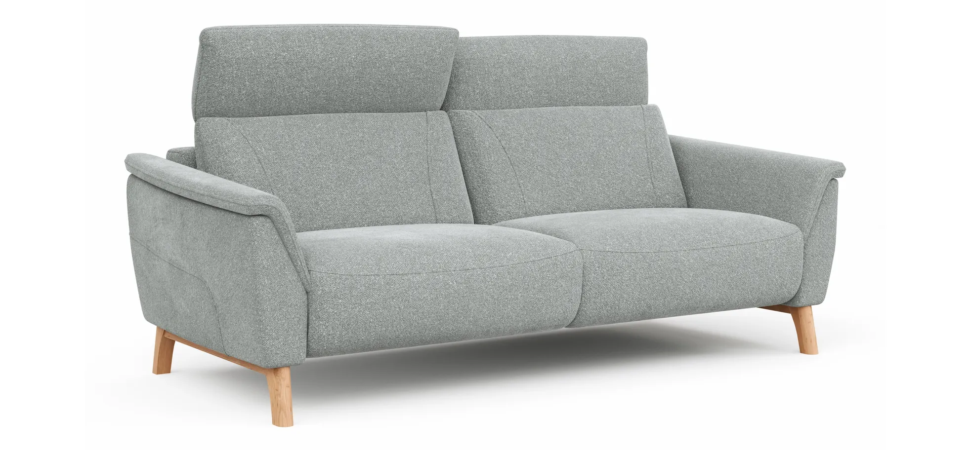 Sofa Nevin - 3-Sitzer inkl. Kopfpolsterverstellung, Stoff, Silbergrau