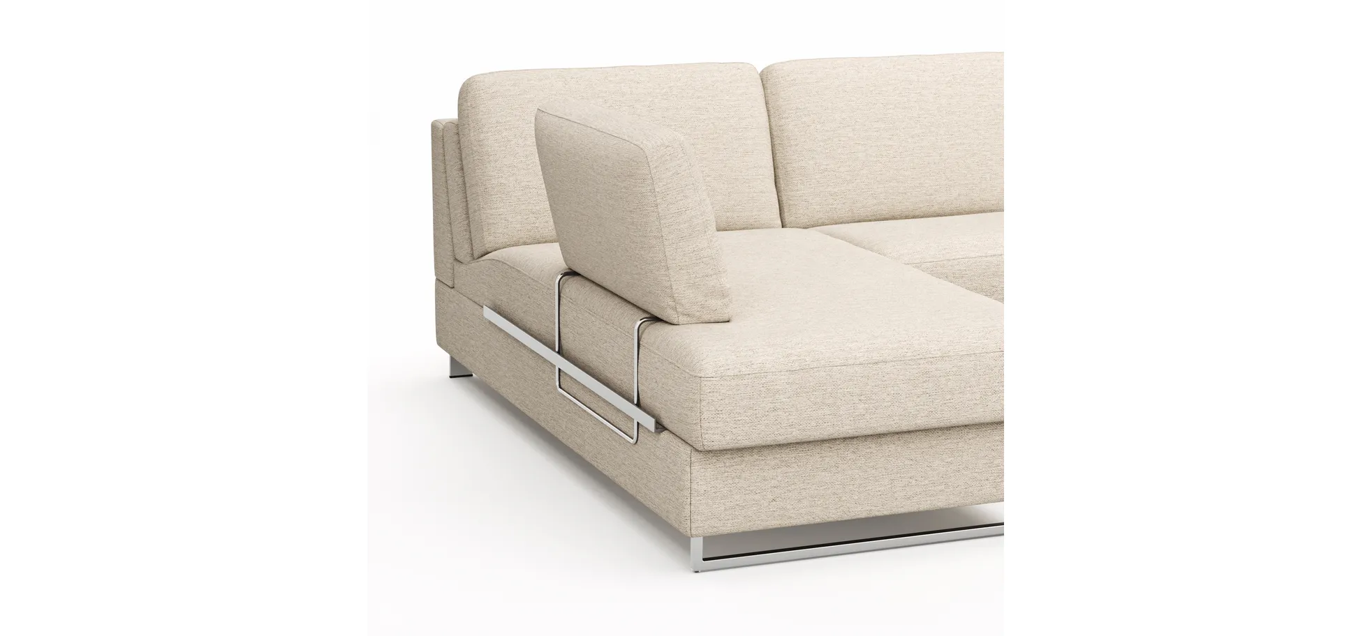 Ecksofa Nuoro - Longchair links mit 2-Sitzer inkl. Schlaffunktion und Bettkasten, Stoff, Beige