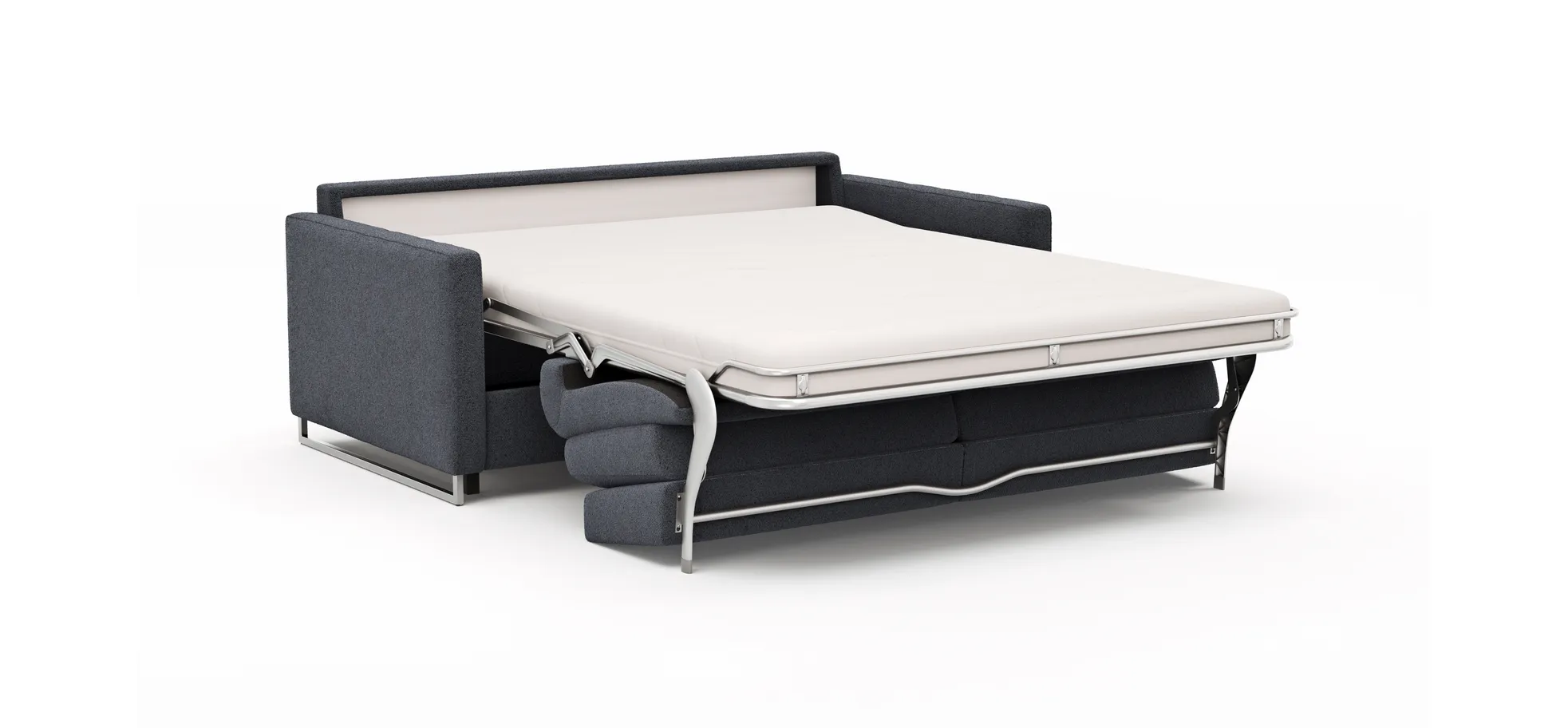 Sofa Nuoro - 2,5-Sitzer inkl. Schlaffunktion, Armlehne mit Kufe, Stoff, Eisblau