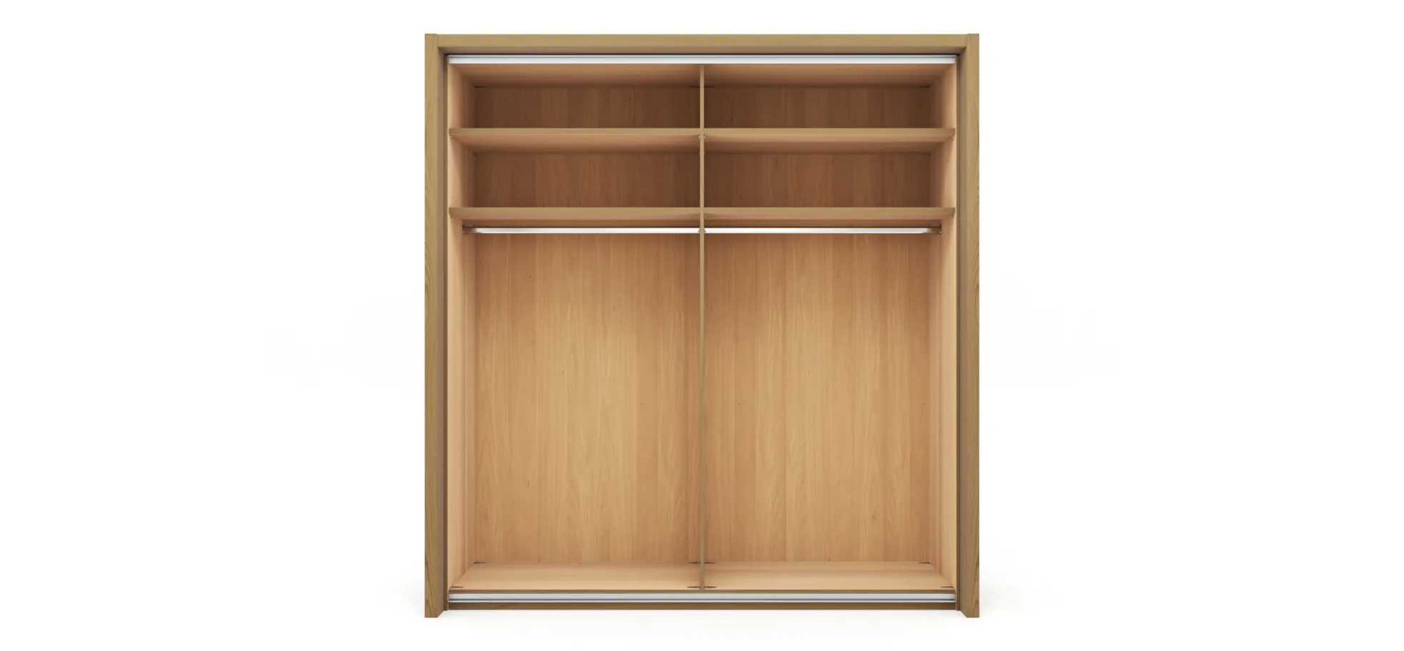 Schwebetürenschrank Lenoso - B. ca. 210 cm, Eiche massiv, Glas Champagner