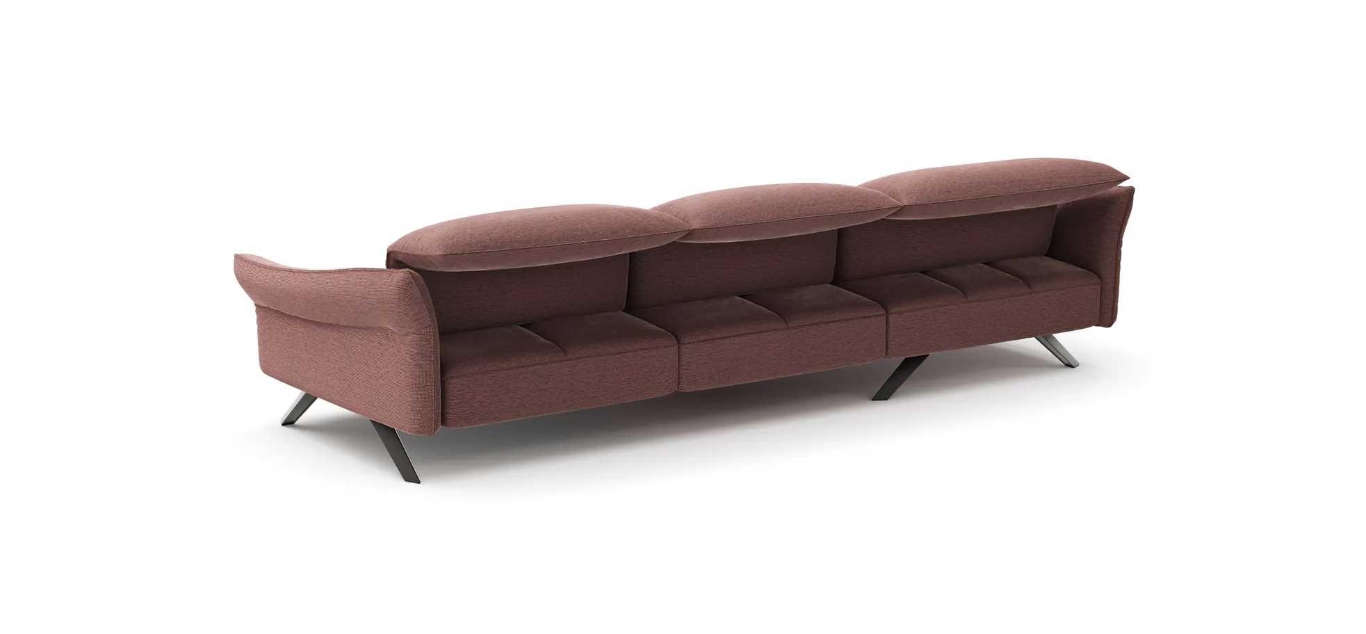 Ecksofa Bormio - Longchair links mit 3-Sitzer, Kopfteilverstellung, Stoff, Pfirsich
