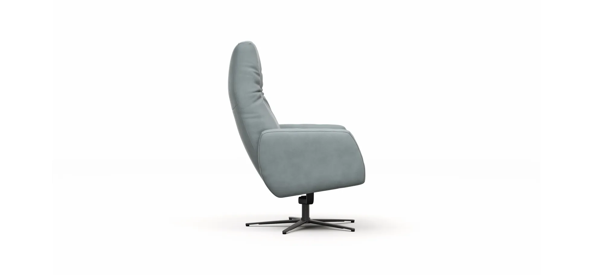 Einzelsessel Terni - Relaxfunktion, Sternfuss, Leder, Hellblau