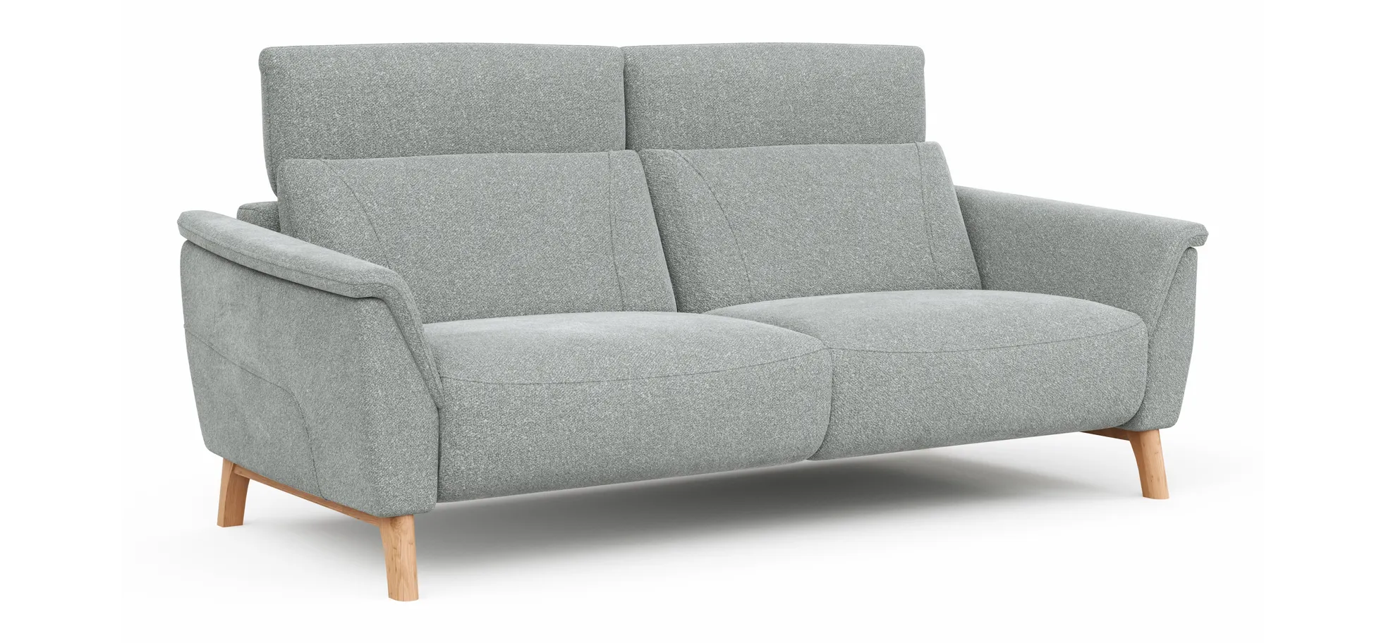 Sofa Nevin - 3-Sitzer inkl. Kopfpolsterverstellung, Stoff, Silbergrau