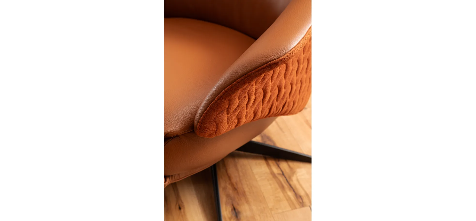 Relaxseessel Follina - Relaxfunktion (motorisch), Leder, Stoff, Cognac