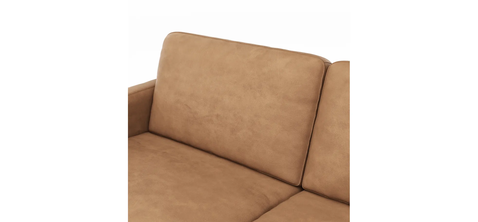 Sofa Enna - 3,5-Sitzer, Armlehne A, Leder, Cognac, Kufe, Schwarz
