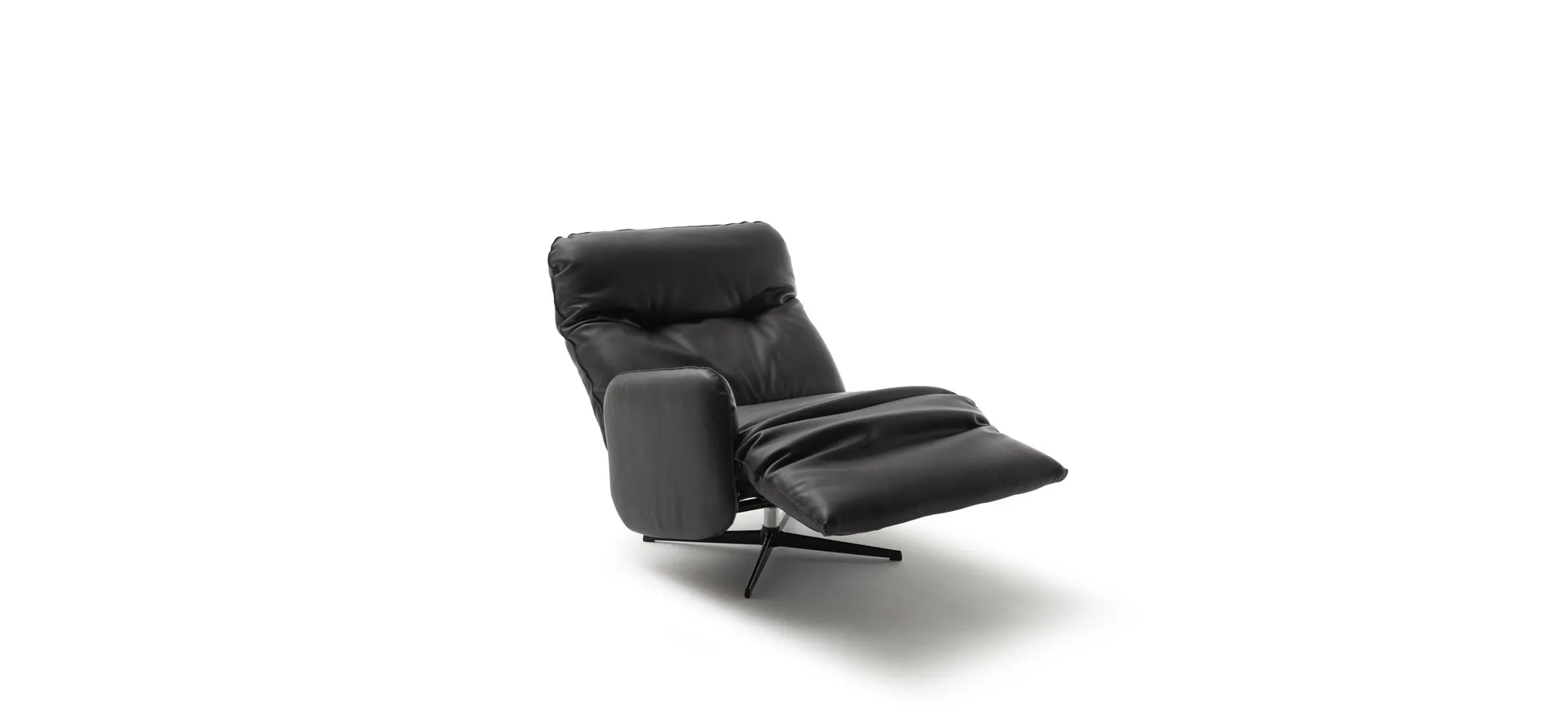 Loungesessel Lovere - Leder, Schwarz, Armlehne links