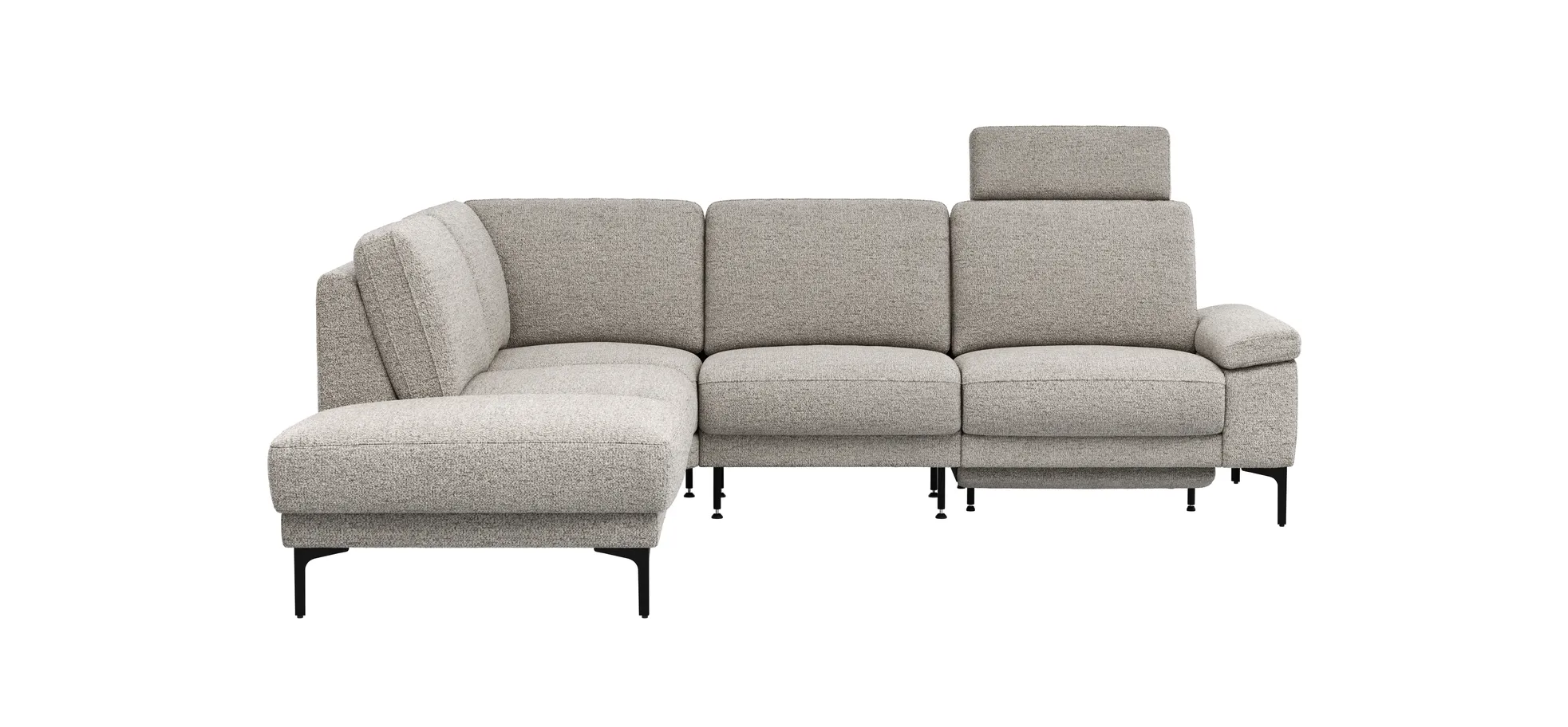 Ecksofa Matero - Ecke mit 2-Sitzer rechts inkl. Relaxfunktion motorisch und Sitzvorzug, Stoff, Hellgrau 201835