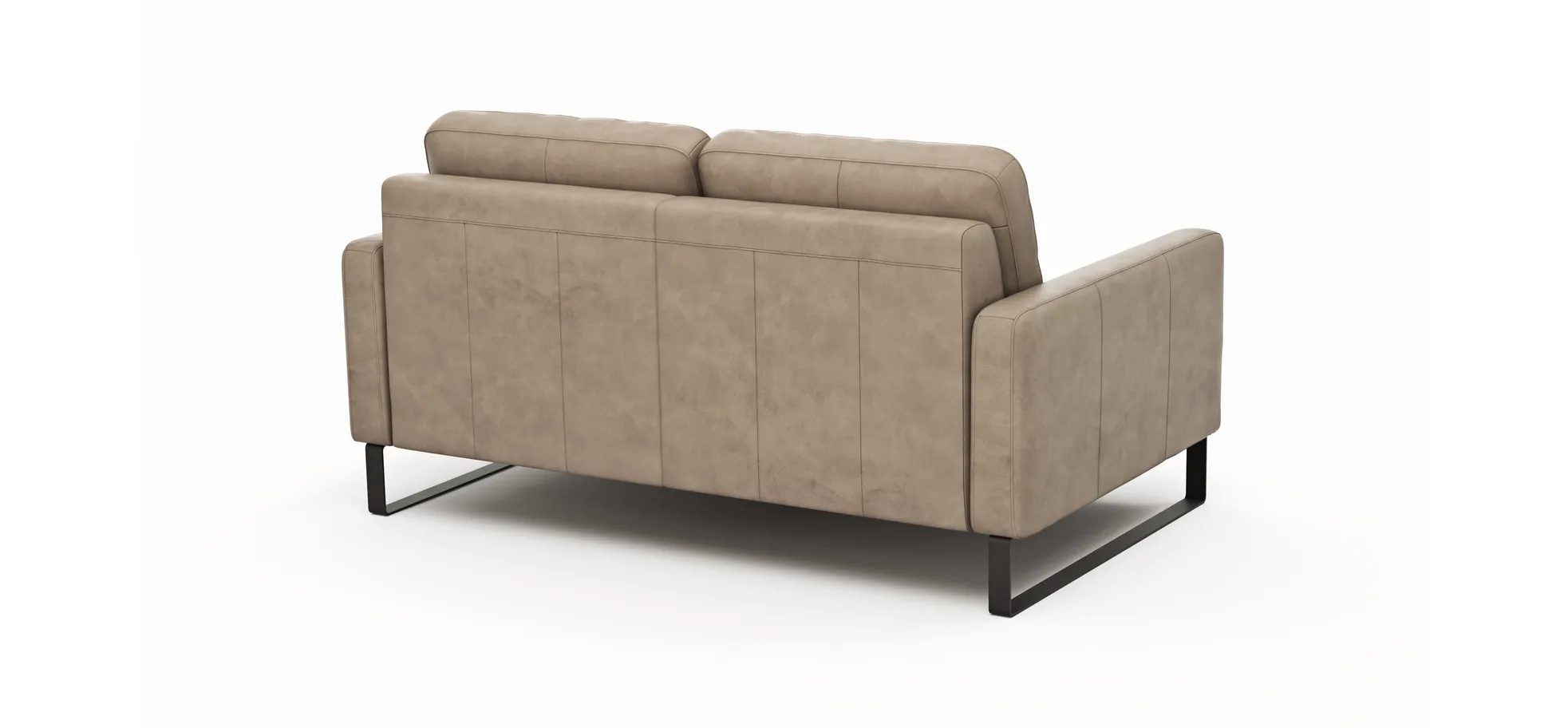 Sofa Enna - 2,5-Sitzer, Armlehne A, Leder, Taupe, Kufe, Schwarz