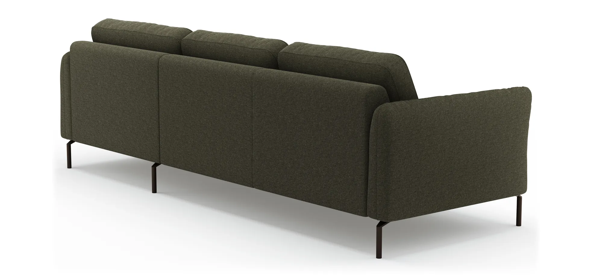 Ecksofa Leona - 3-Sitzer mit Longchair rechts inkl. Sitzvorzug motorisch, Stoff, Braungrün