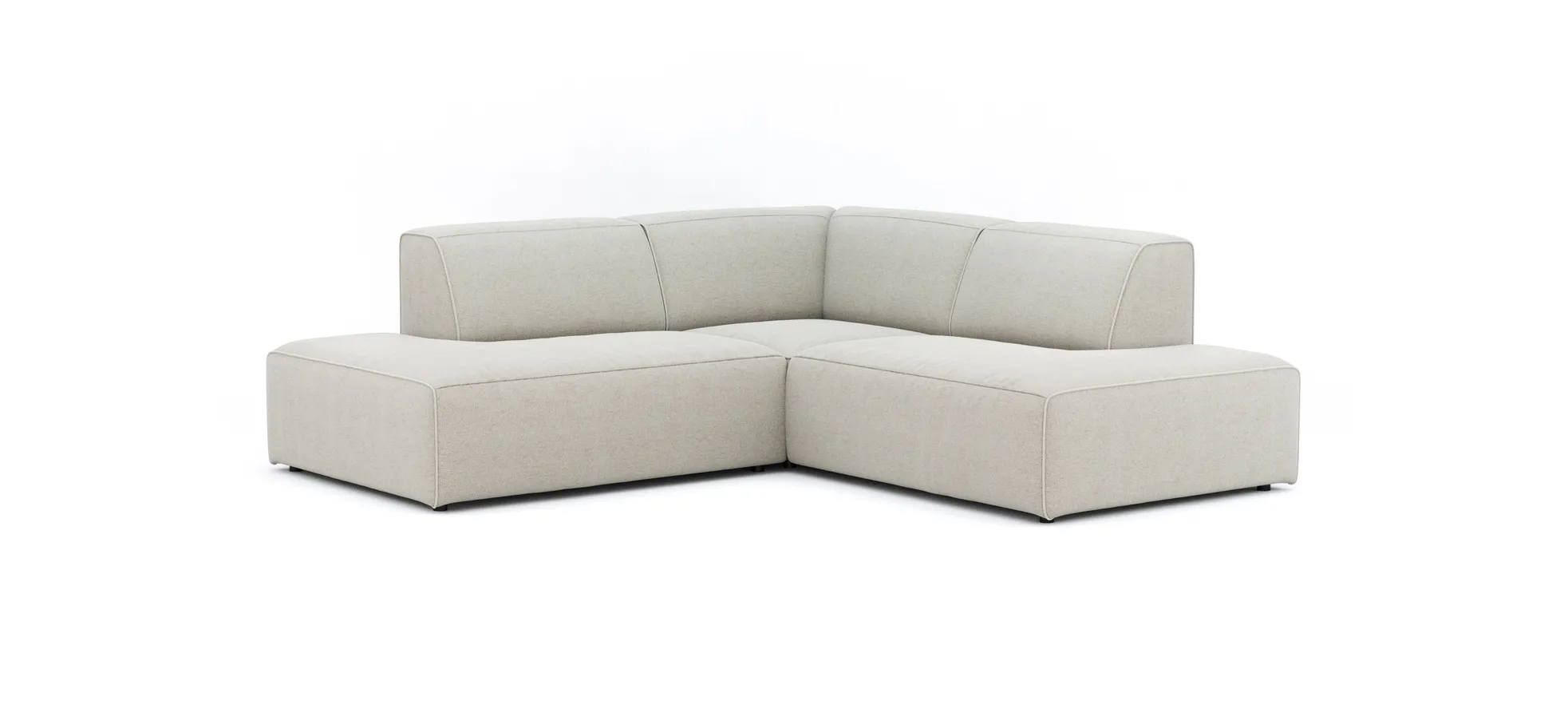 Ecksofa Elementos - Ecke links mit 2,5-Sitzer, Stoff, Natur