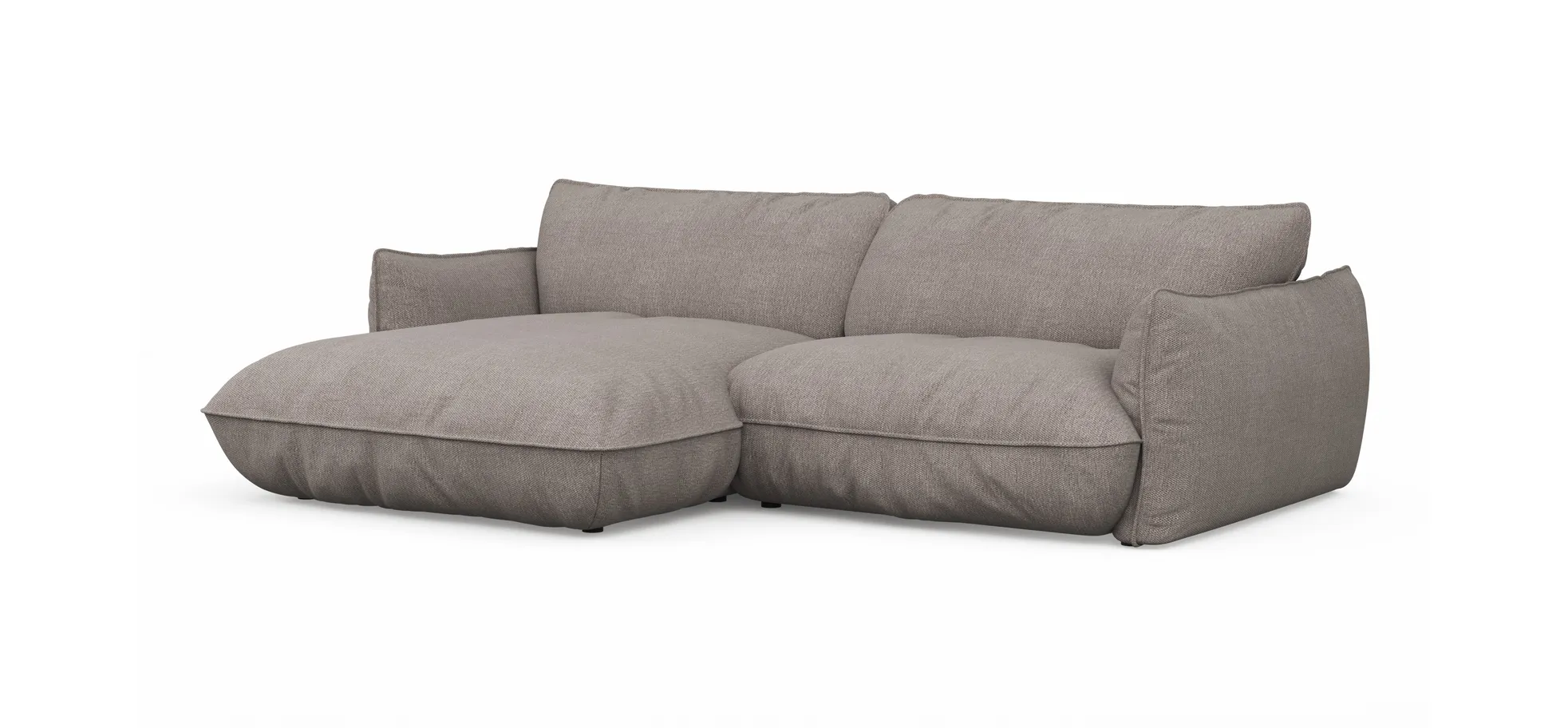 Ecksofa Fluffy - Longchair mit 2,5-Sitzer rechts inkl. Rückenlehne verstellbar, Stoff, Taupe