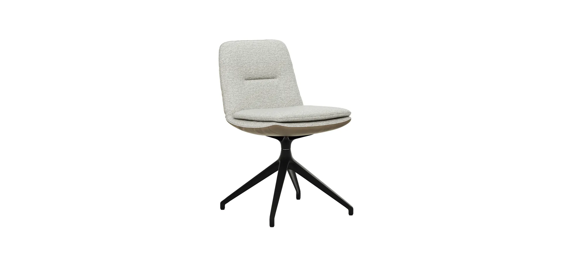 Polsterstuhl Macano - drehbar, Stoff & Leder, Hellgrau, Steingrau 102258