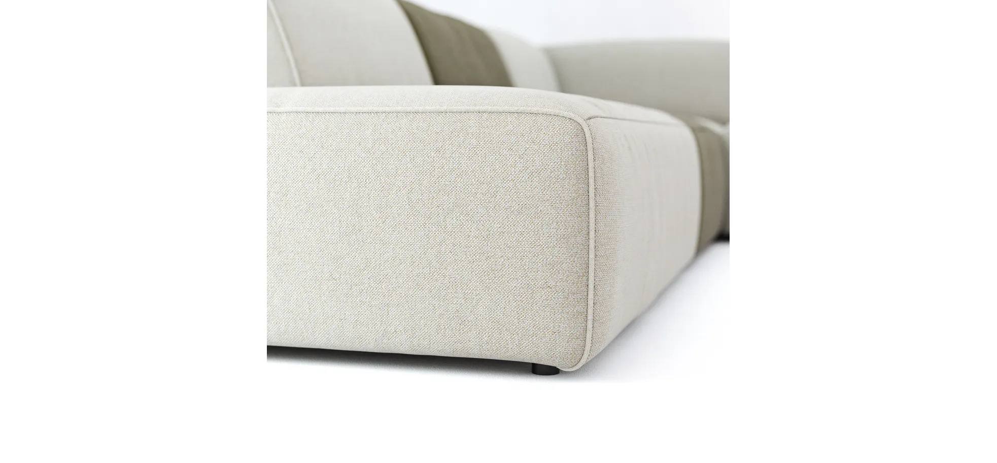 Ecksofa Elementos - Abschlusselement mit 1-Sitzer und Ecke rechts, Stoff, Natur