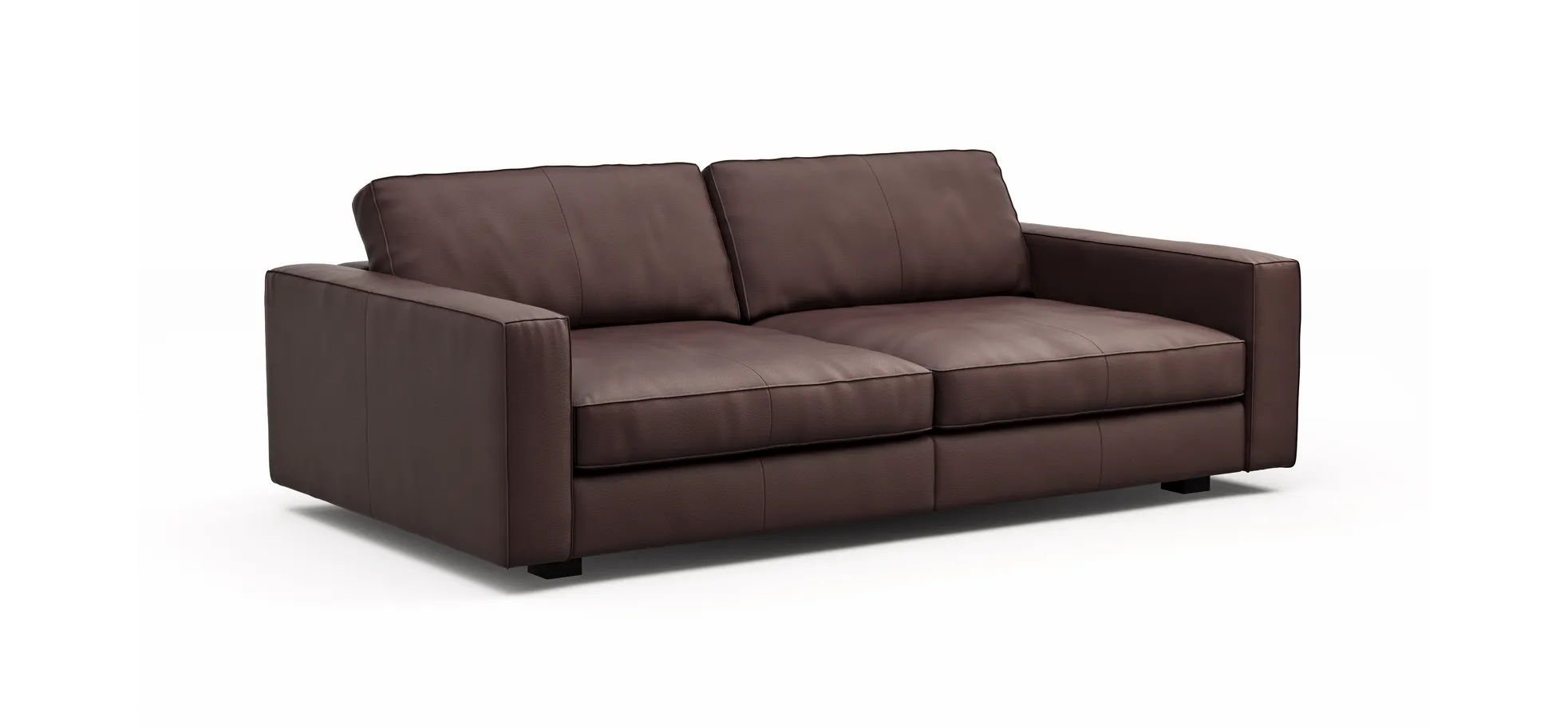 Sofa Aprino 2 - 3,5-Sitzer XL, Dickleder, Dunkelbraun, Armlehne Block schmal