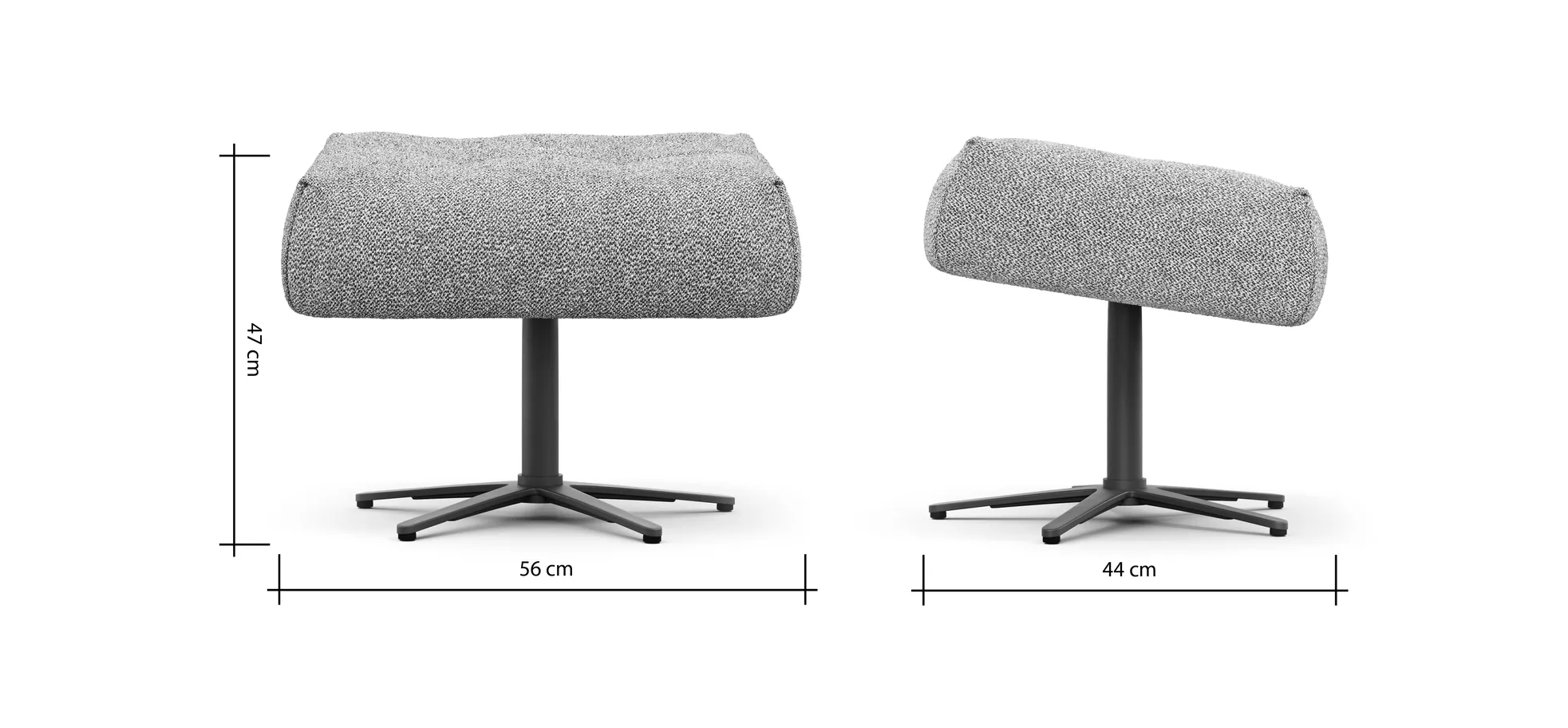 Hocker Terni - Sternfuss, Stoff, Hellblau