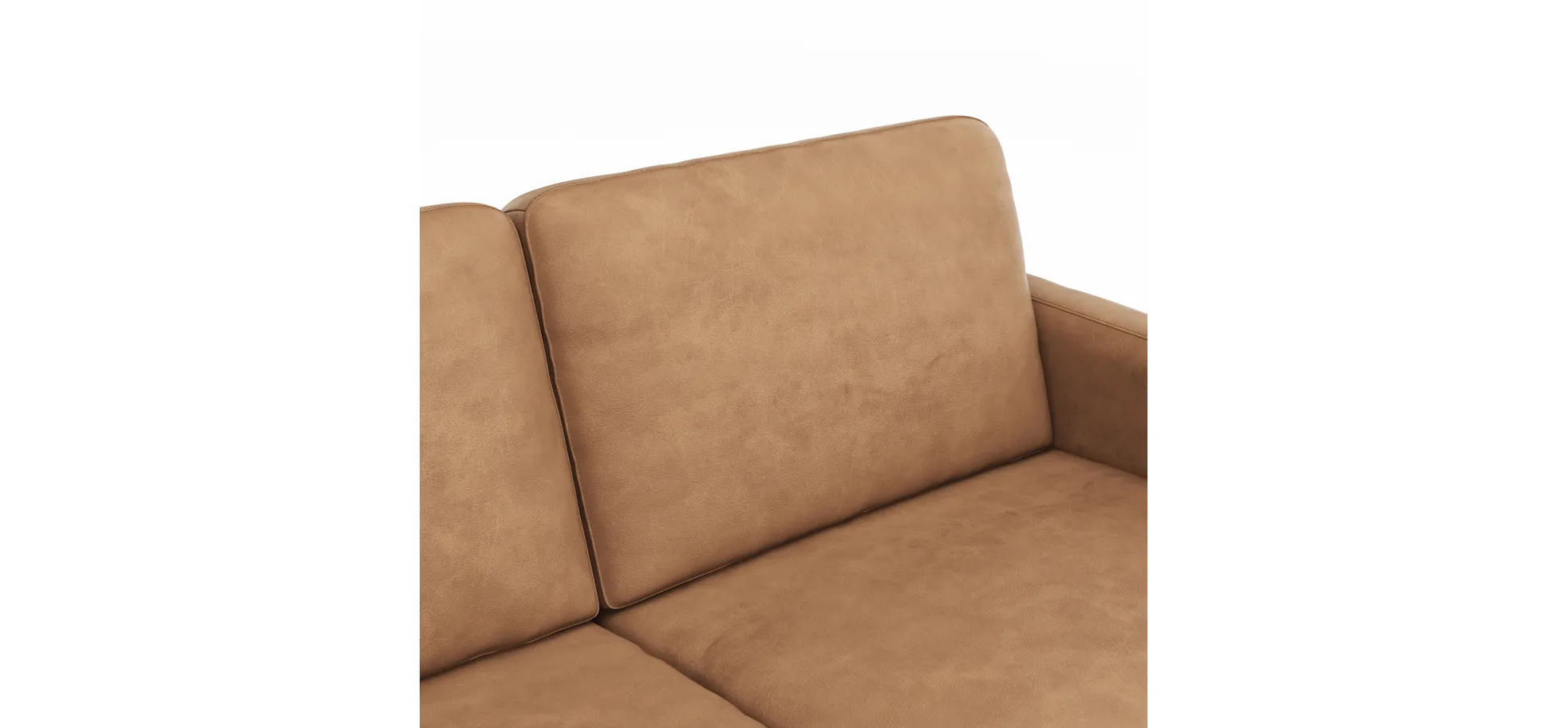 Ecksofa Enna - Longchair Links mit 3-Sitzer, Armlehne A, Leder, Cognac