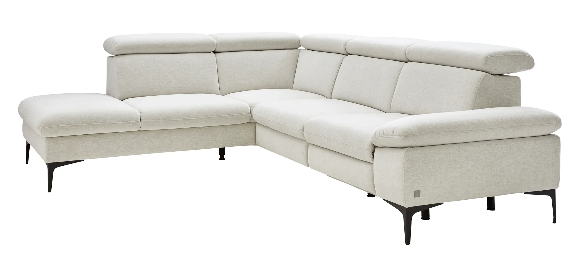 Ecksofa Felipa - Ecke links mit 2,5-Sitzer inkl. Kopfteil verstellbar, Stoff, Natur