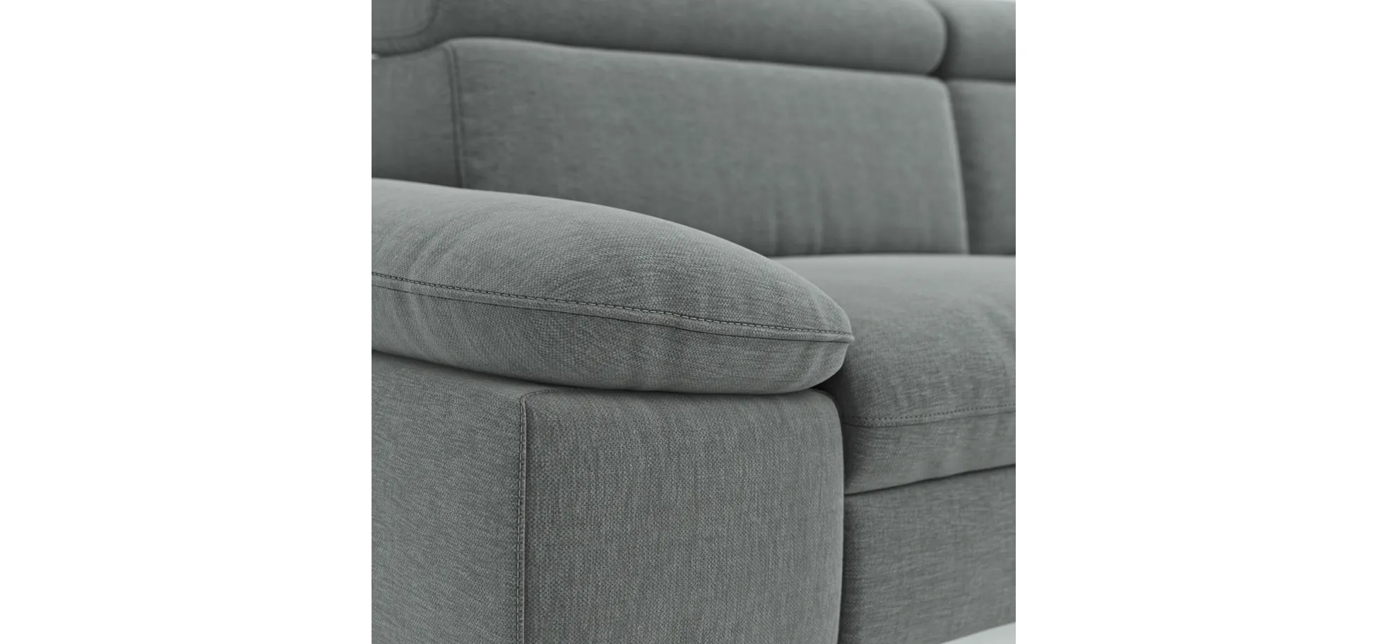 Sofa Felipa - 3-Sitzer inkl. Kopfteil verstellbar, Stoff, Grau