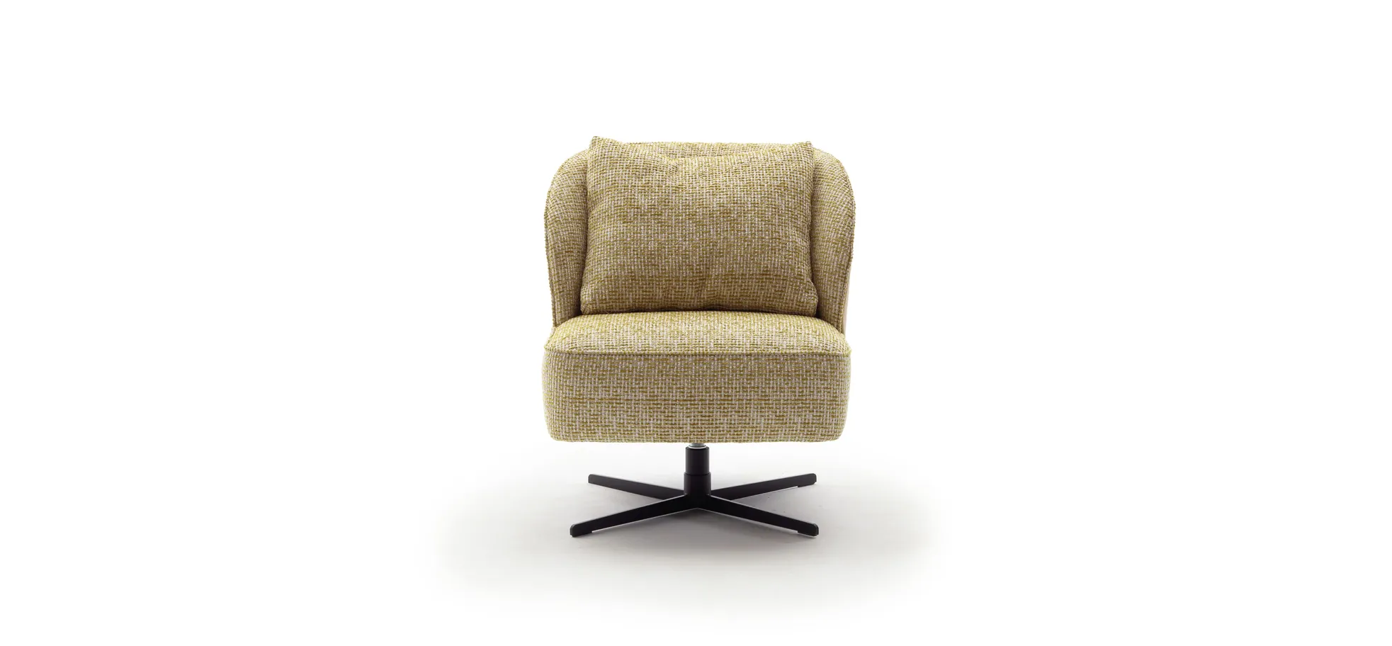 Sessel Cuneo - drehbar, Stoff, Senfgelb, Leder, Senfgelb
