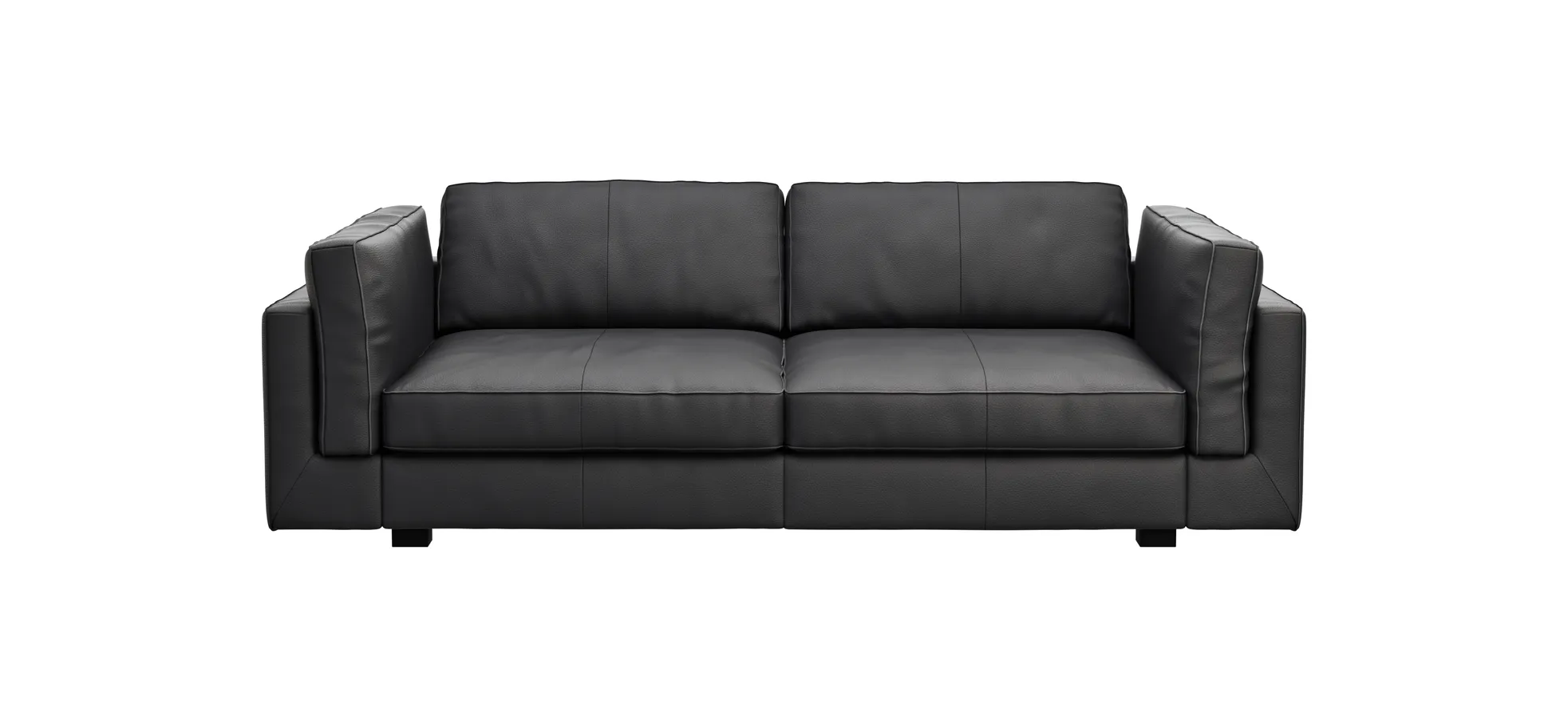Sofa Aprino 3 - 3,5-Sitzer XXL, Dickleder, Schwarz, Armlehne Kissen 111325